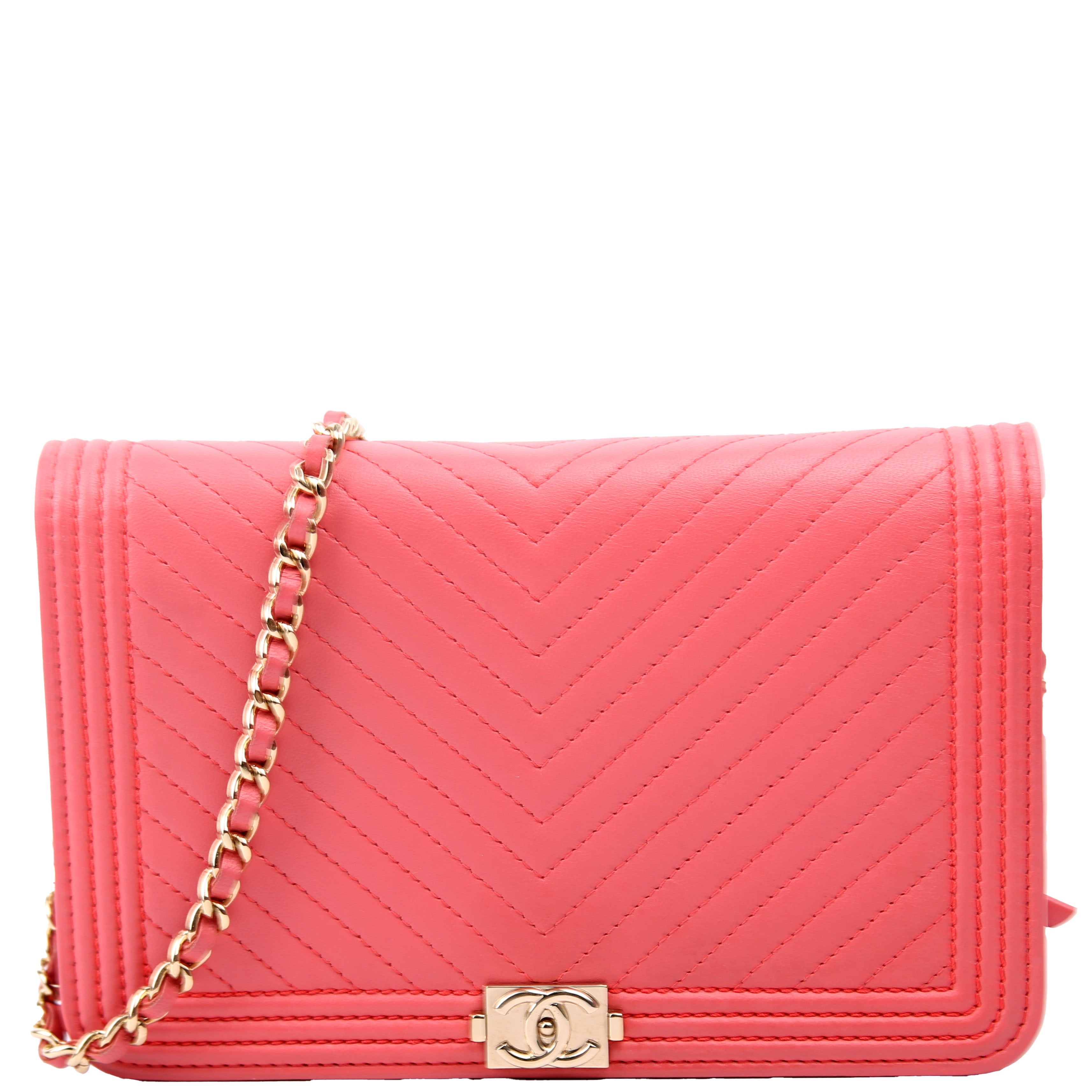 Chanel WOC Boy Chevron Lambskin Coral