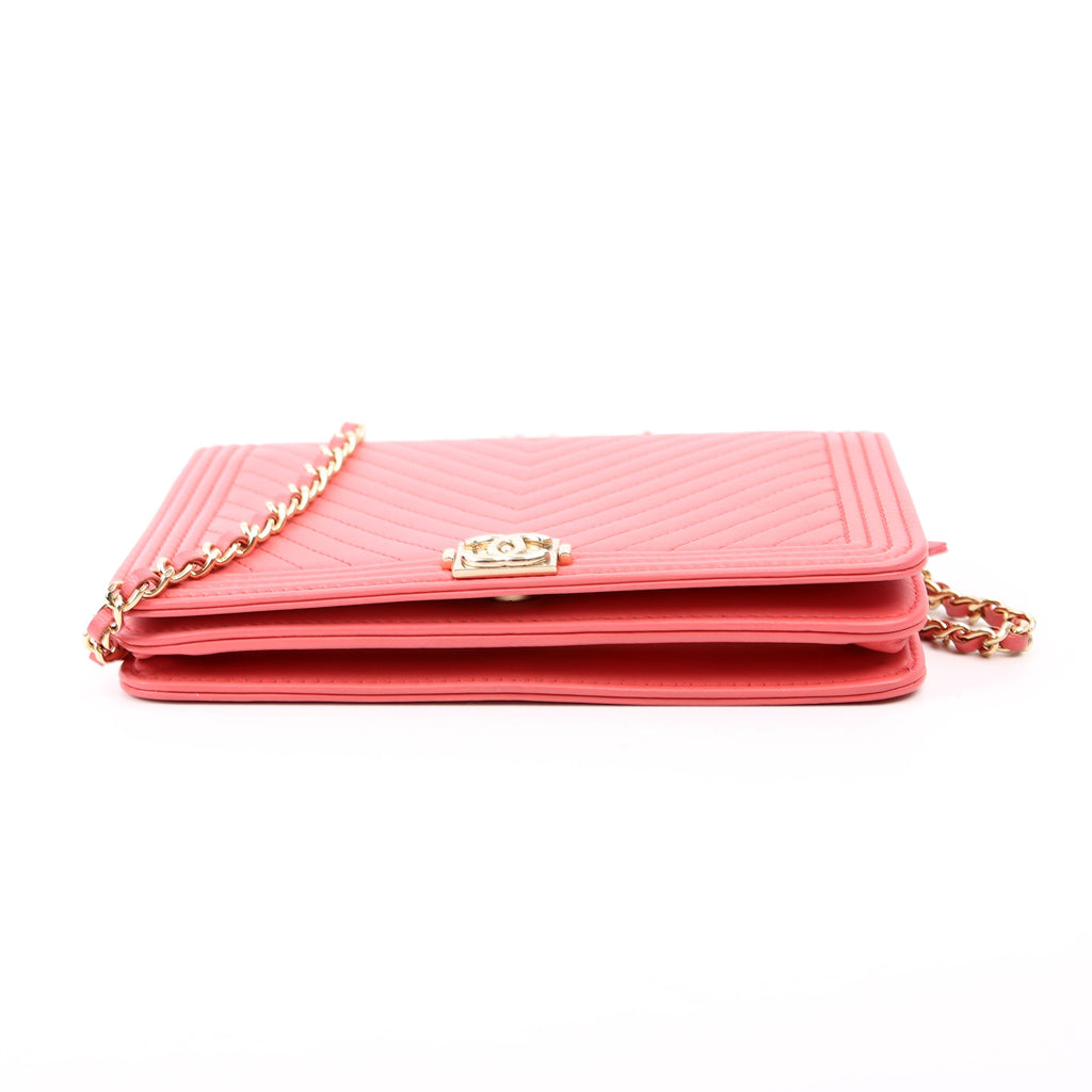 Chanel WOC Boy Chevron Lambskin Coral