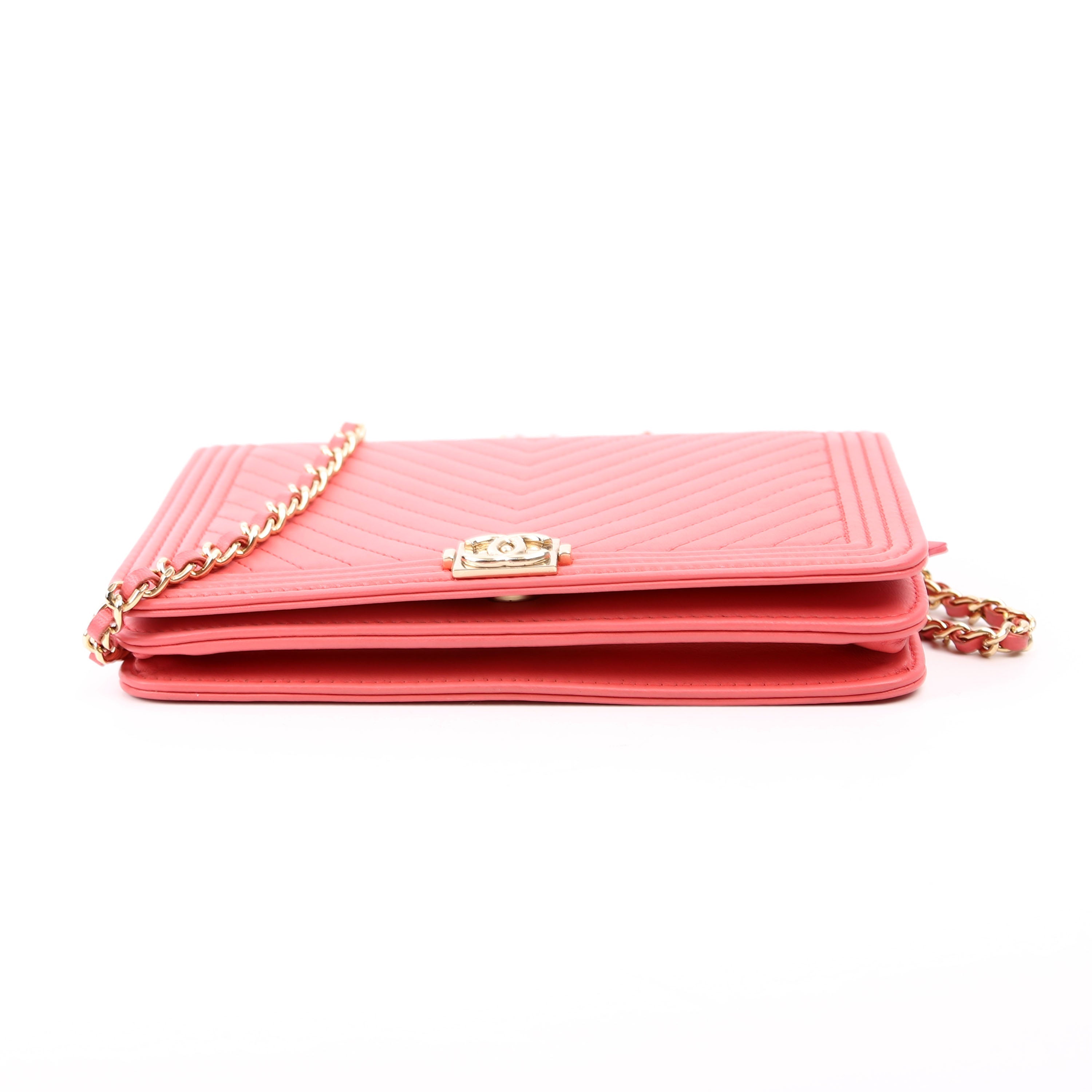 Chanel WOC Boy Chevron Lambskin Coral