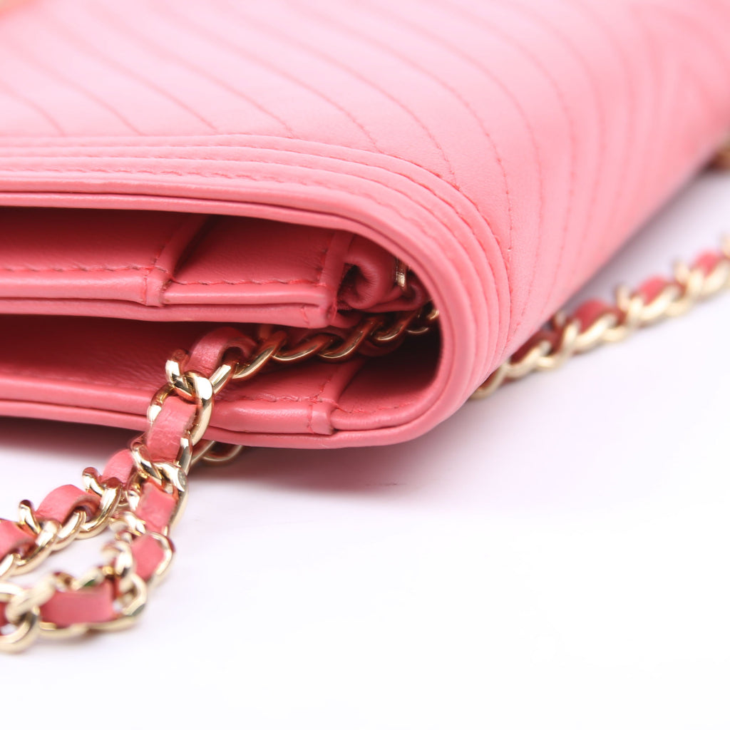 Chanel WOC Boy Chevron Lambskin Coral