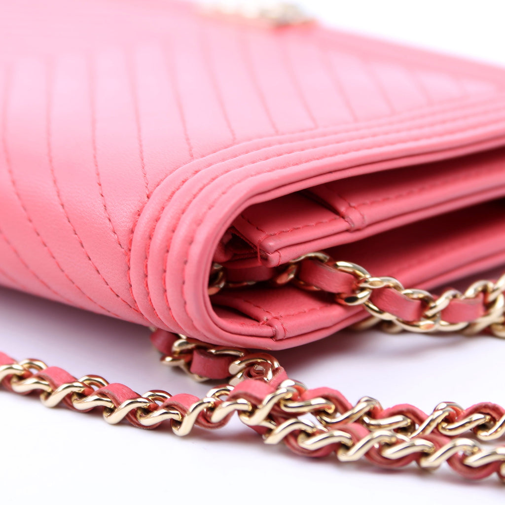 Chanel WOC Boy Chevron Lambskin Coral