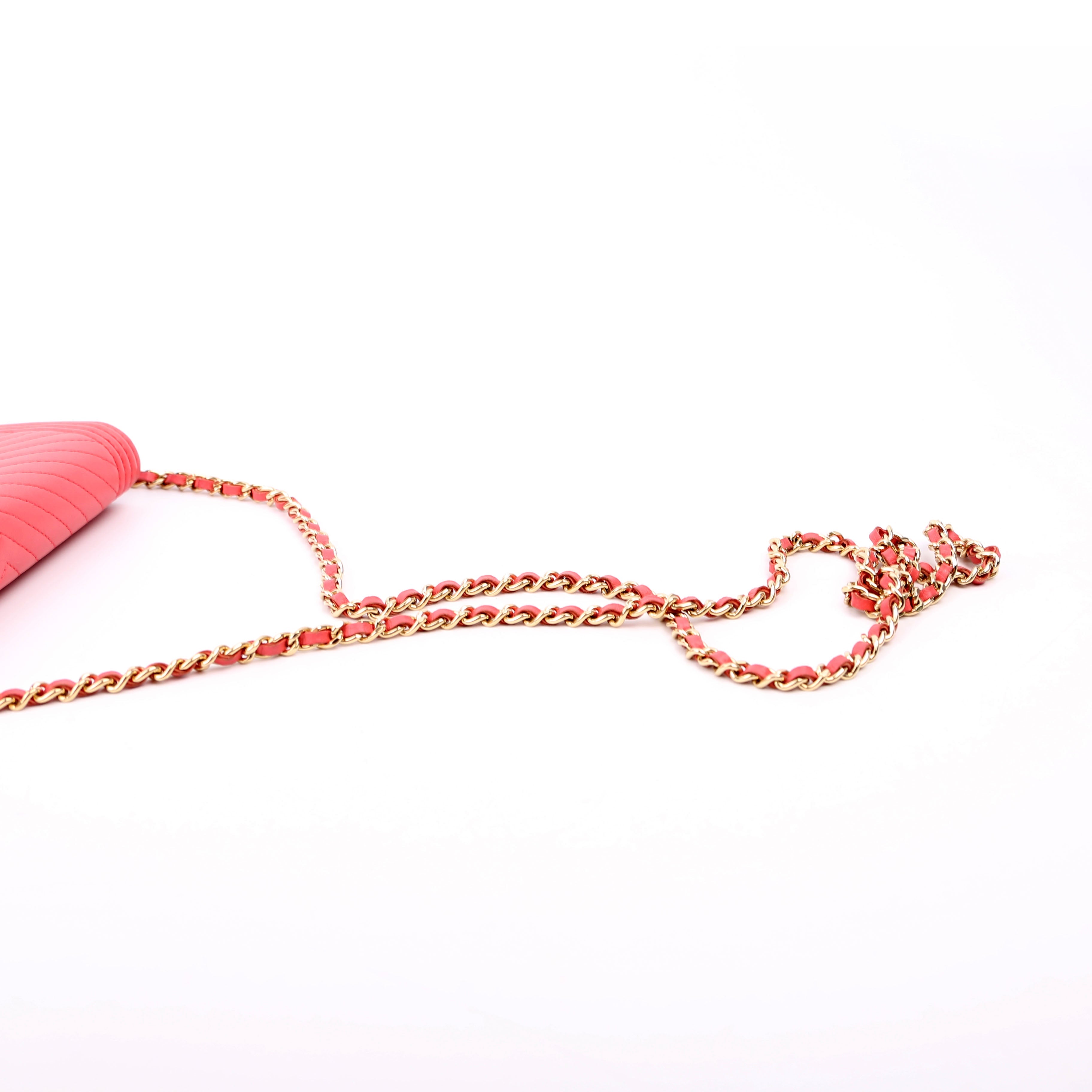 Chanel WOC Boy Chevron Lambskin Coral