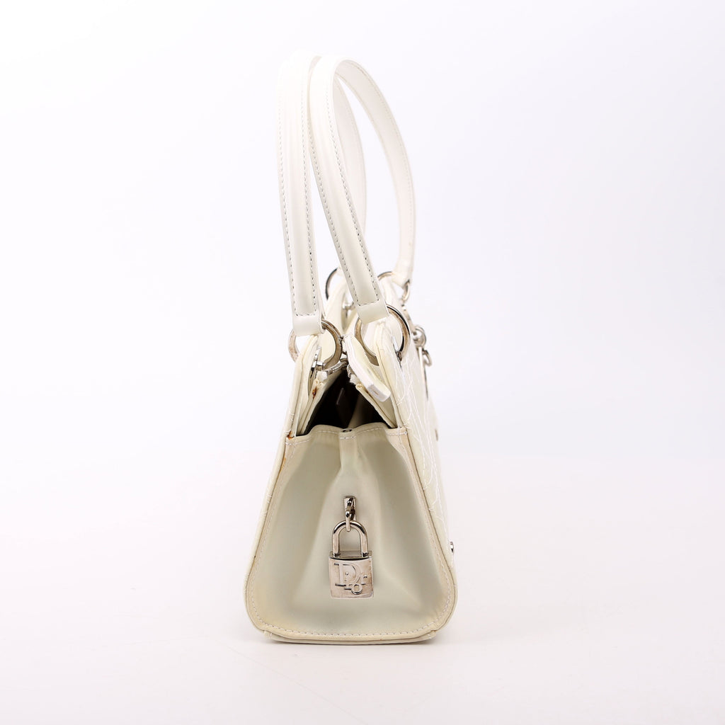 Christian Dior Lady Dior East West Vintage Canvas White