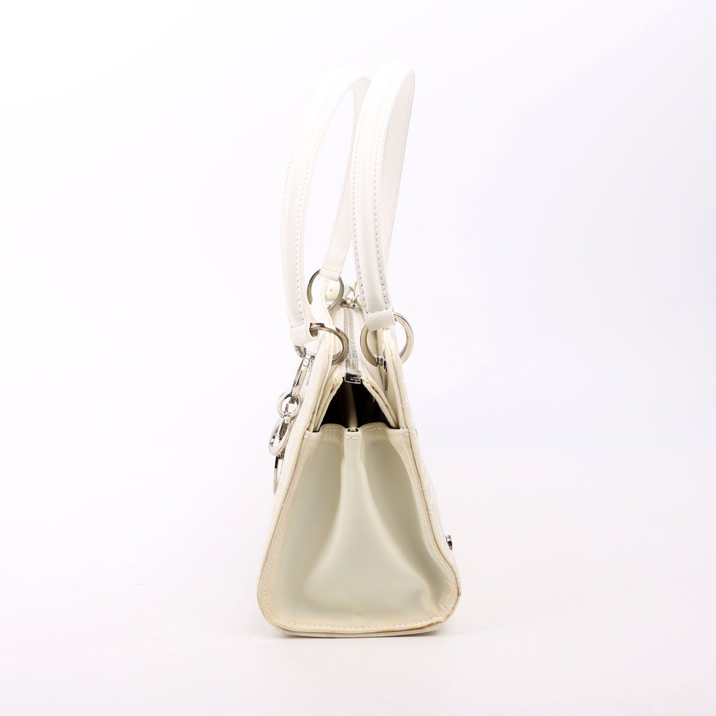 Christian Dior Lady Dior East West Vintage Canvas White