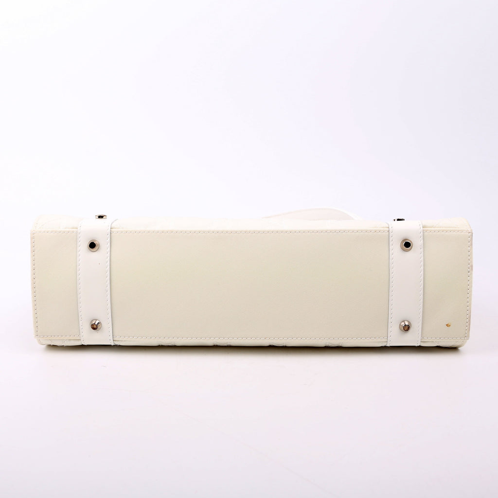 Christian Dior Lady Dior East West Vintage Canvas White