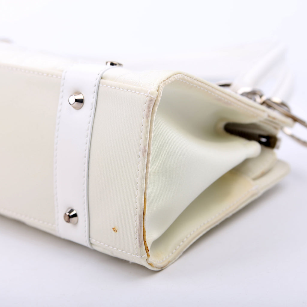 Christian Dior Lady Dior East West Vintage Canvas White