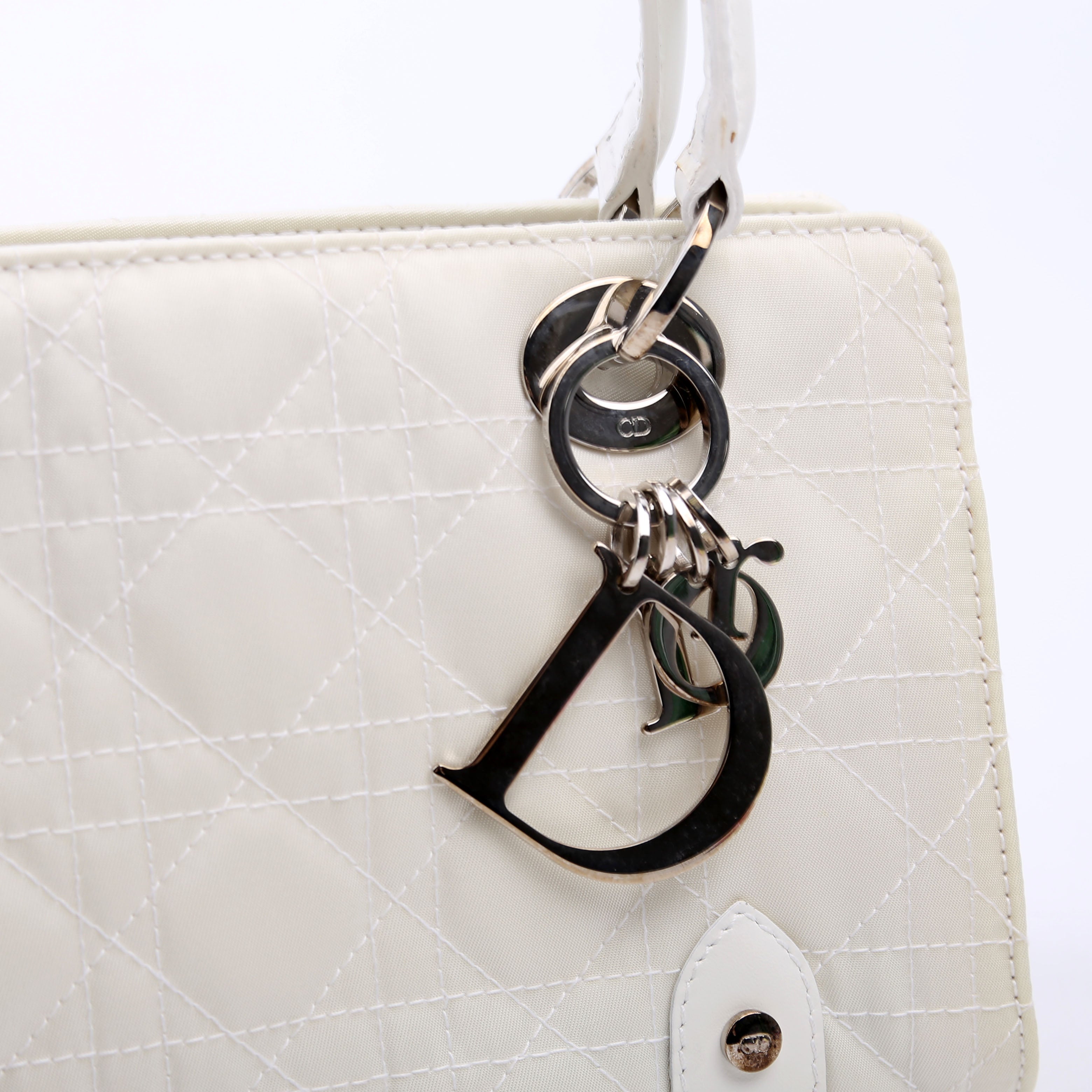 Christian Dior Lady Dior East West Vintage Canvas White