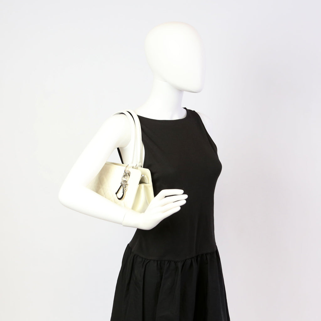 Christian Dior Lady Dior East West Vintage Canvas White