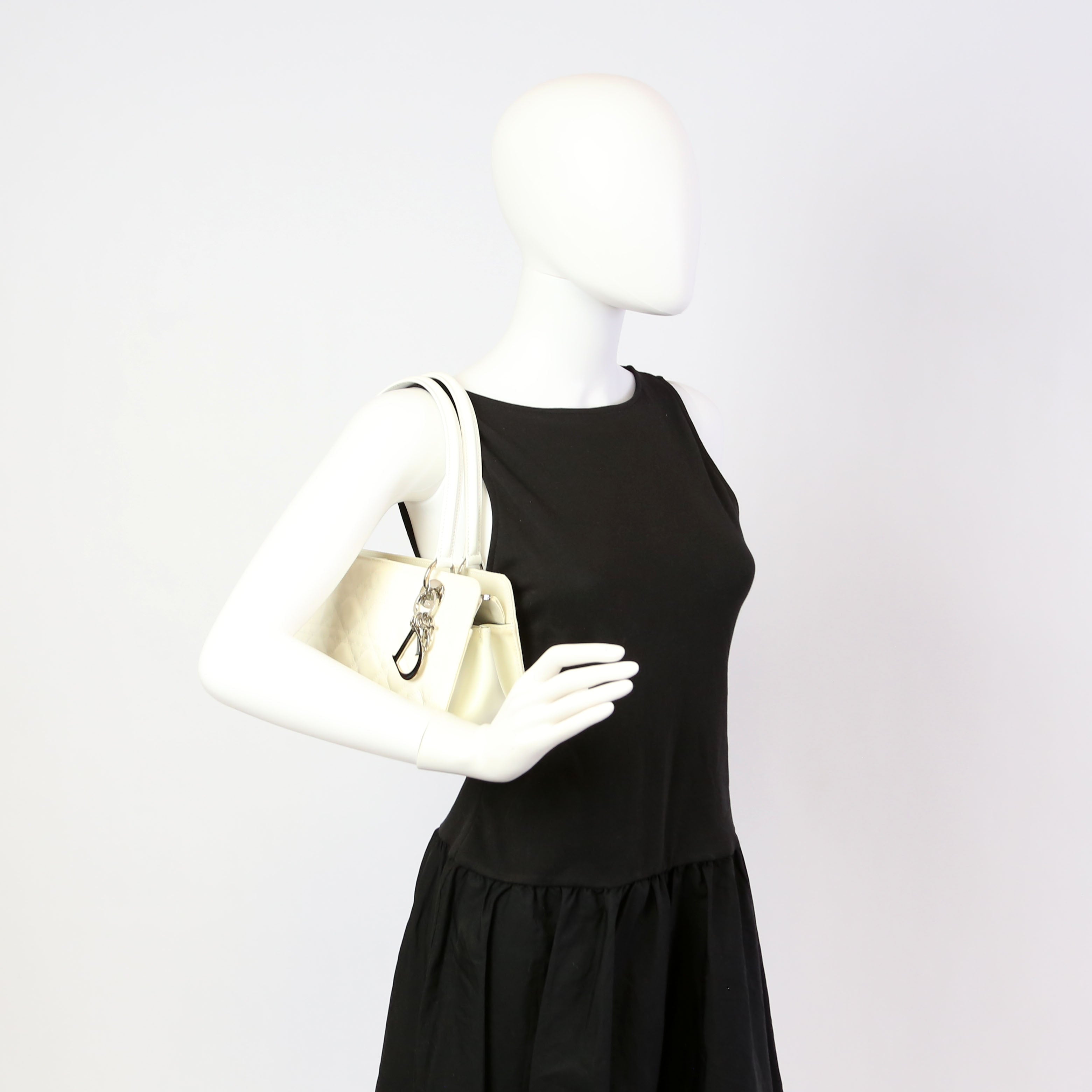 Christian Dior Lady Dior East West Vintage Canvas White