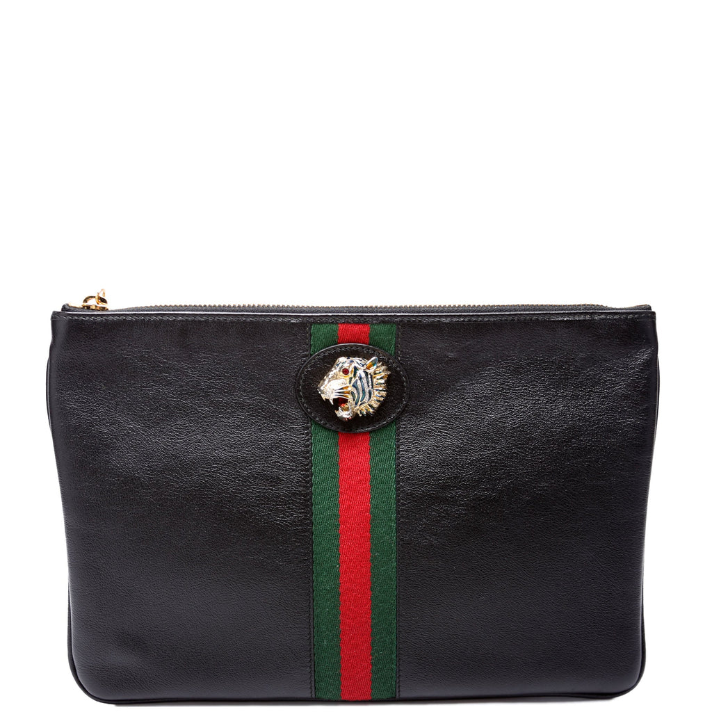 Gucci 573795 Raja Web Ophidia Clutch Black