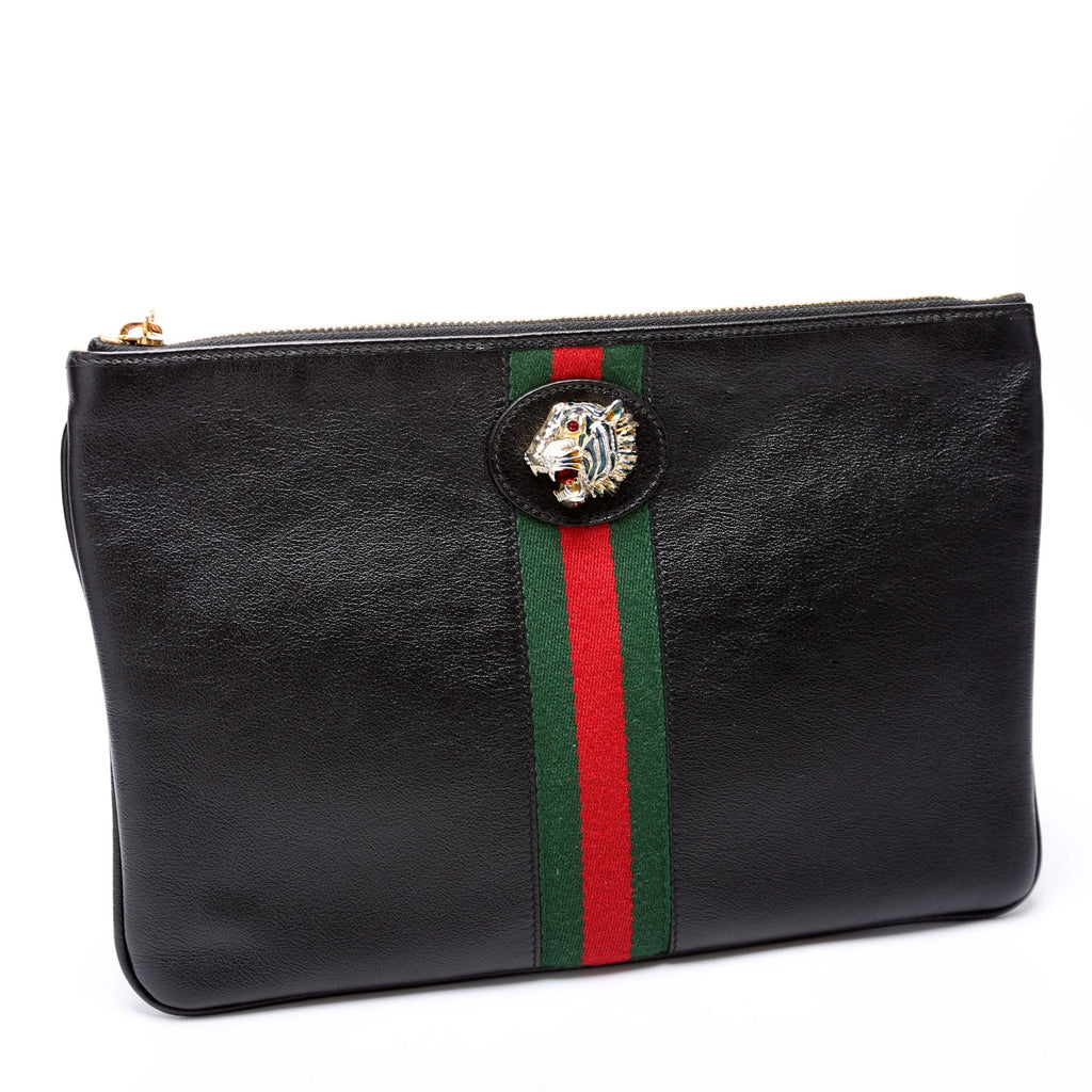 Gucci 573795 Raja Web Ophidia Clutch Black
