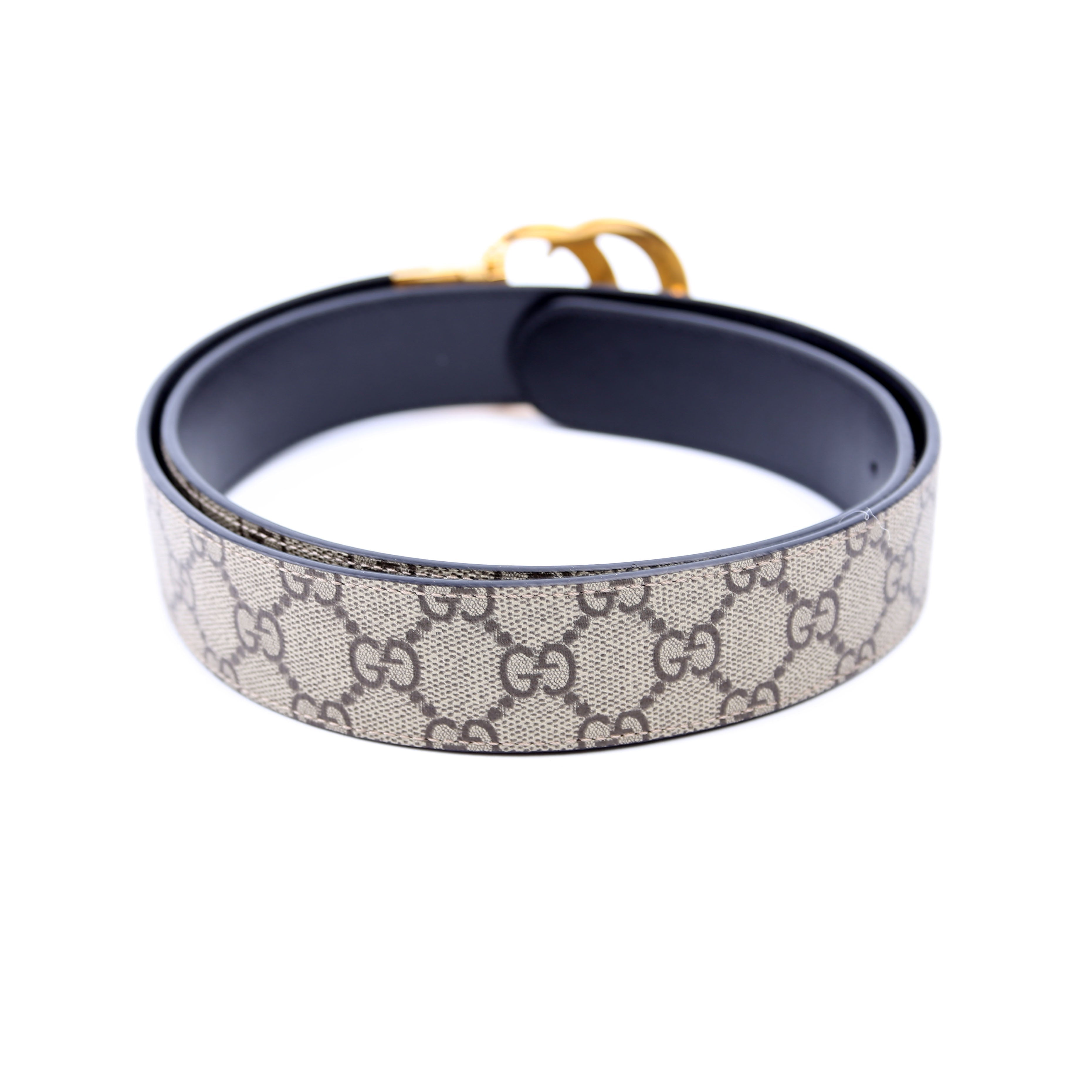 Gucci 659416 GG Marmont Reversible Belt GG Supreme/Leather Size 100/40