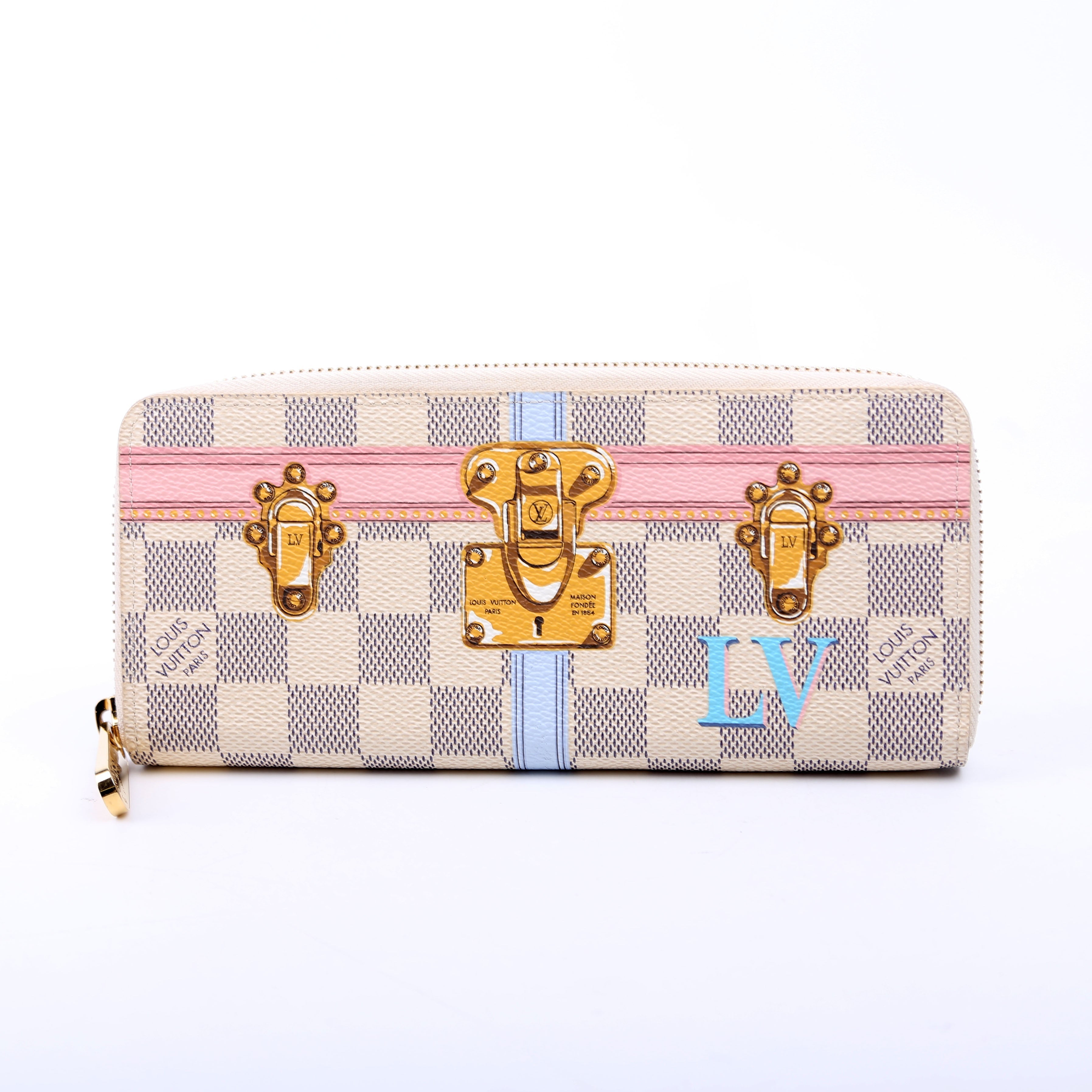 Louis Vuitton Clemence Wallet Summer Trunks Damier Azur