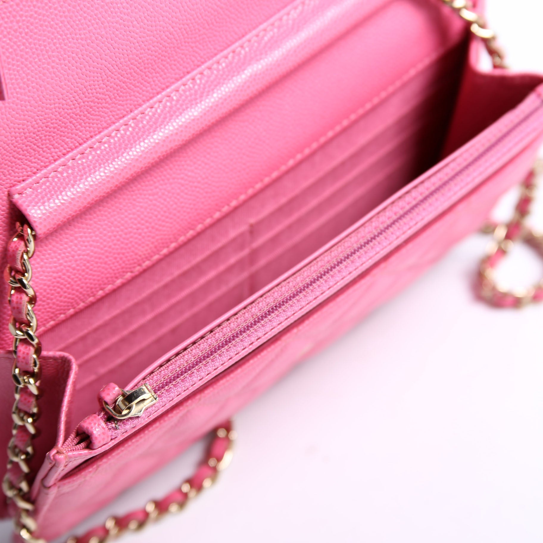 Chanel Wallet On Chain Classic Quilted Caviar Pink