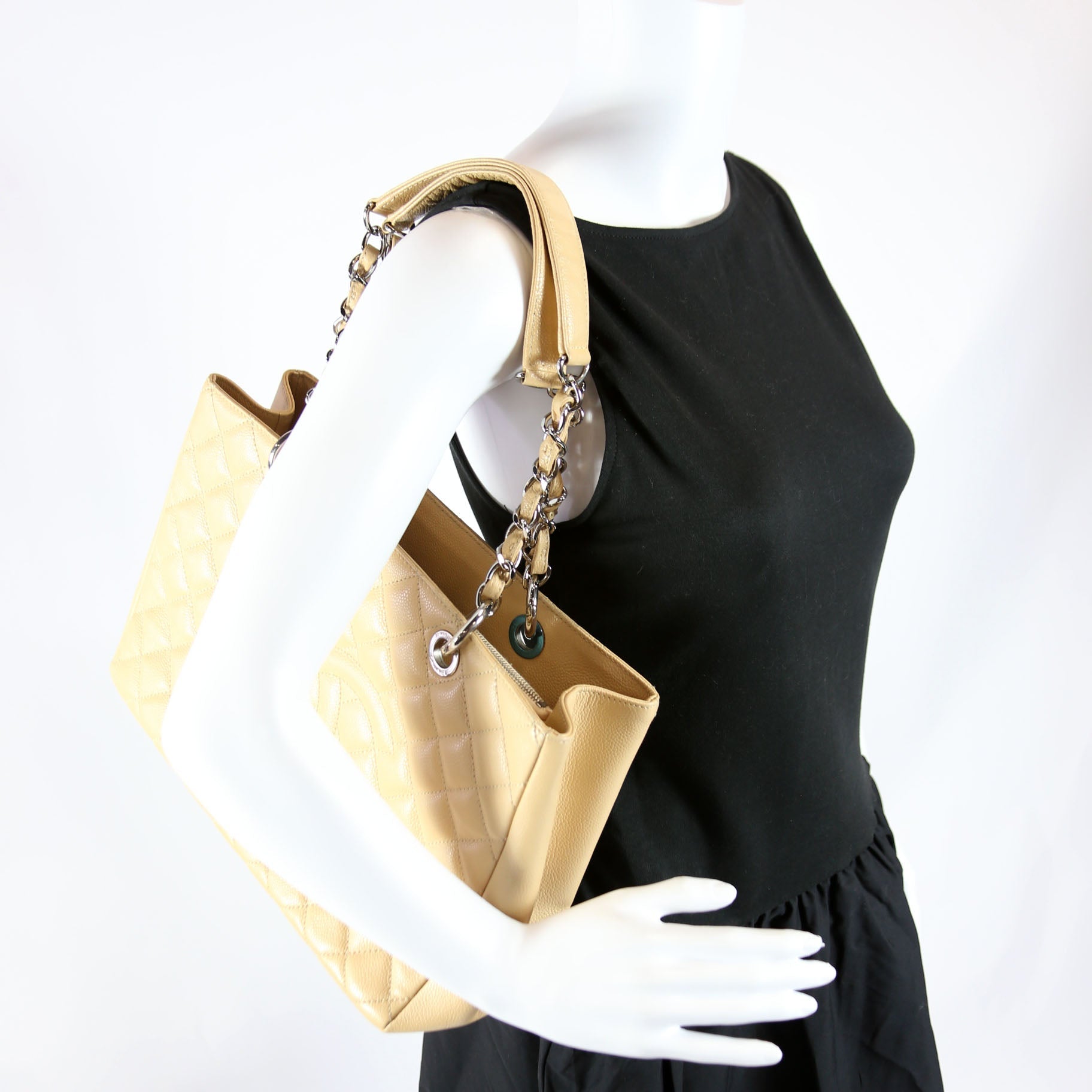 Chanel Grand Shopping Tote Caviar Tan