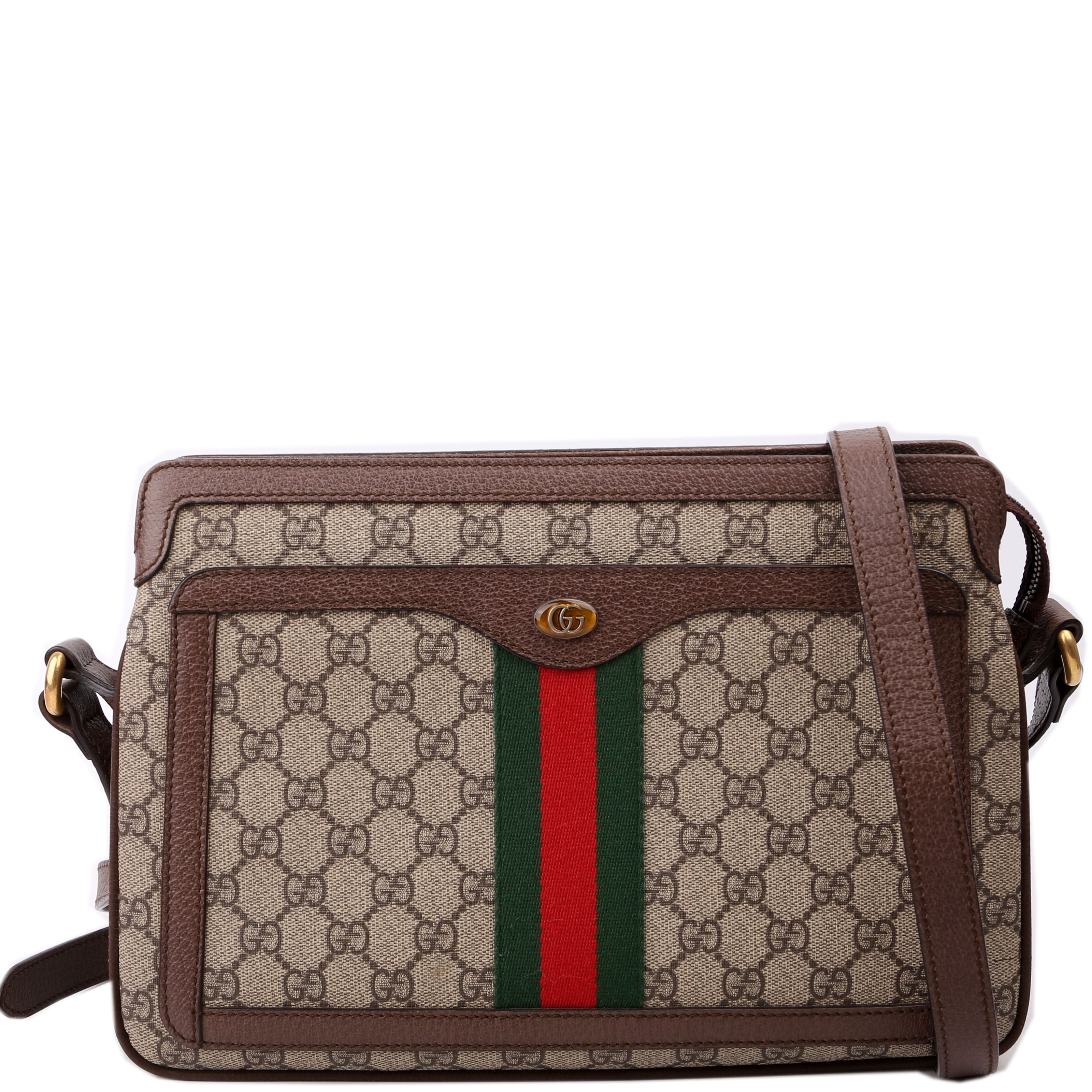Gucci 523354 GG Supreme Ophidia Medium Shoulder Bag Brown