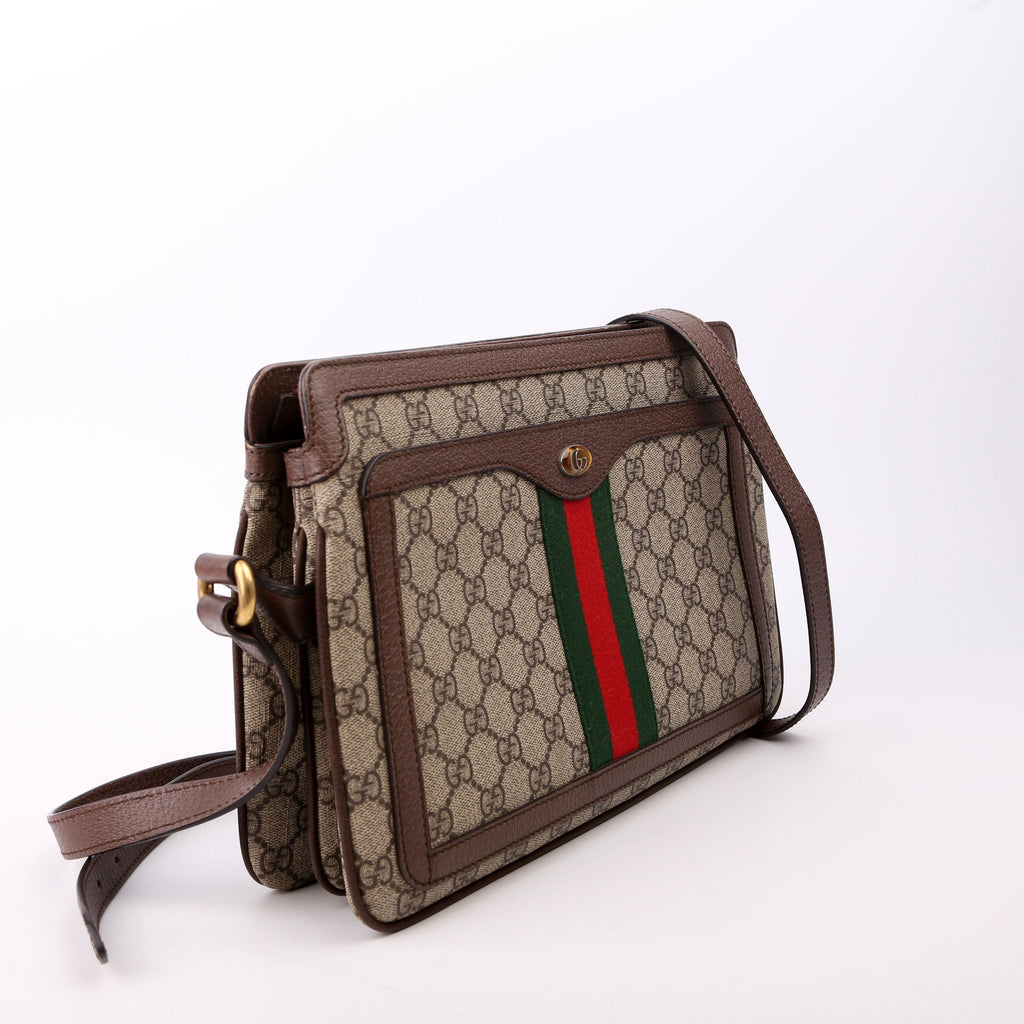 Gucci 523354 GG Supreme Ophidia Medium Shoulder Bag Brown