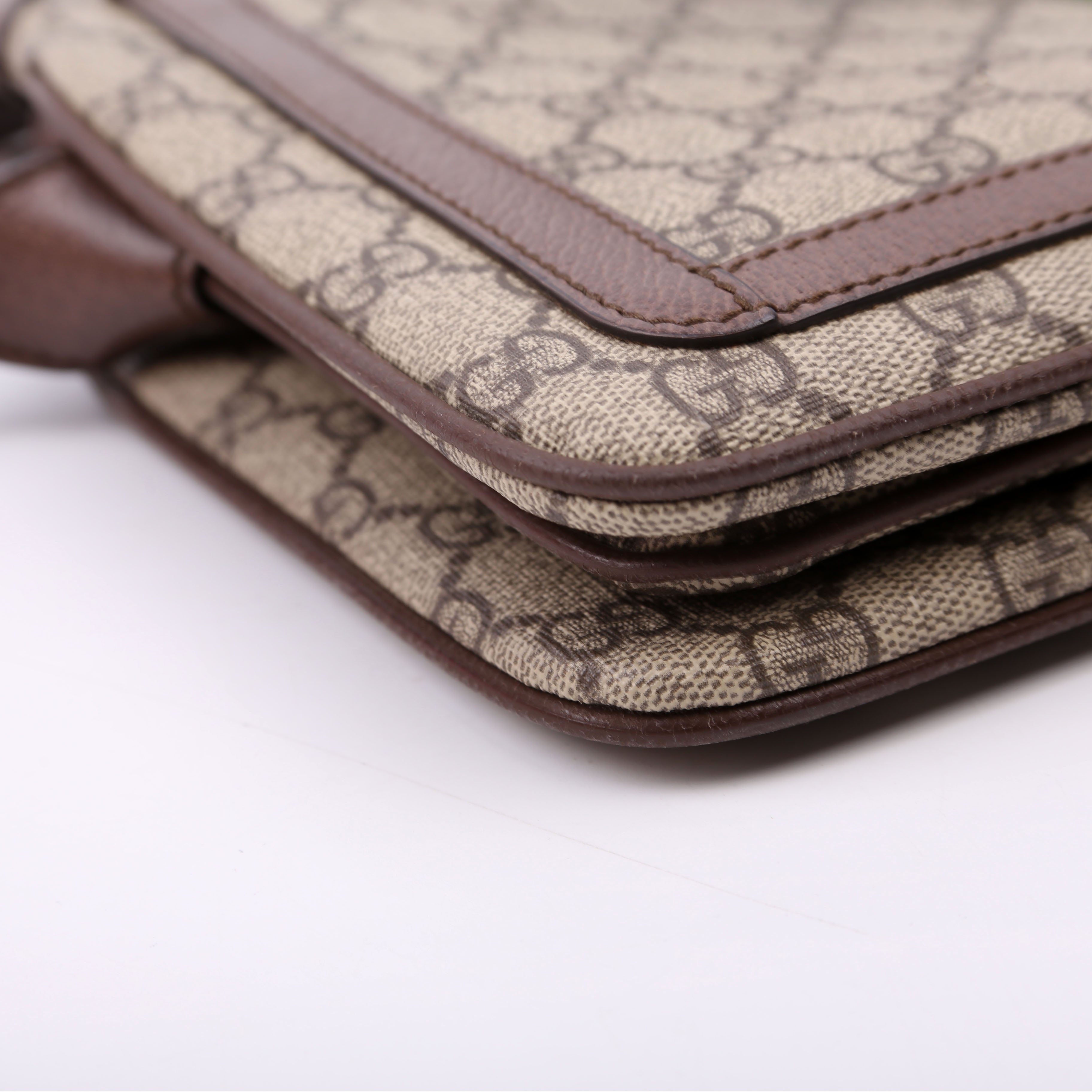 Gucci 523354 GG Supreme Ophidia Medium Shoulder Bag Brown