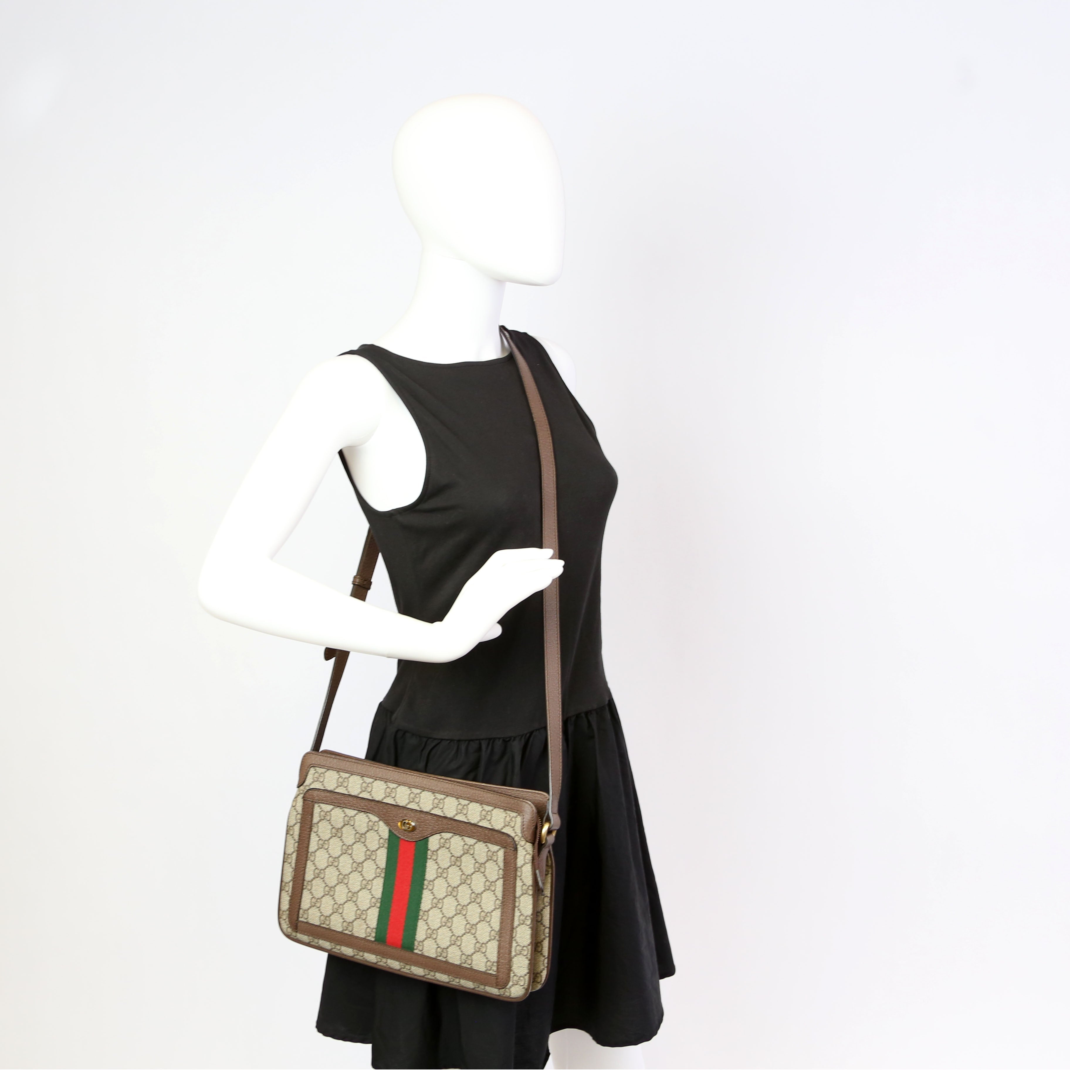 Gucci 523354 GG Supreme Ophidia Medium Shoulder Bag Brown