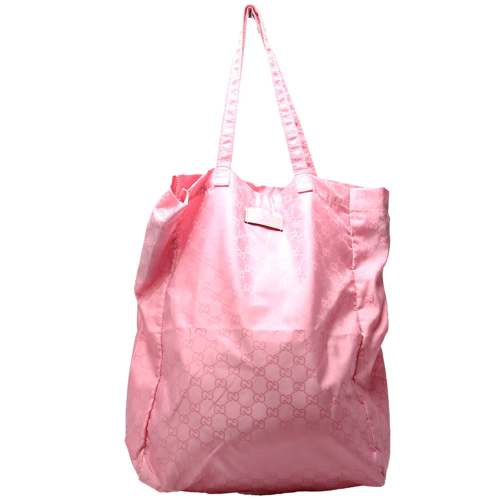 Gucci 281487 Fold Over Shopping Tote Nylon Pink