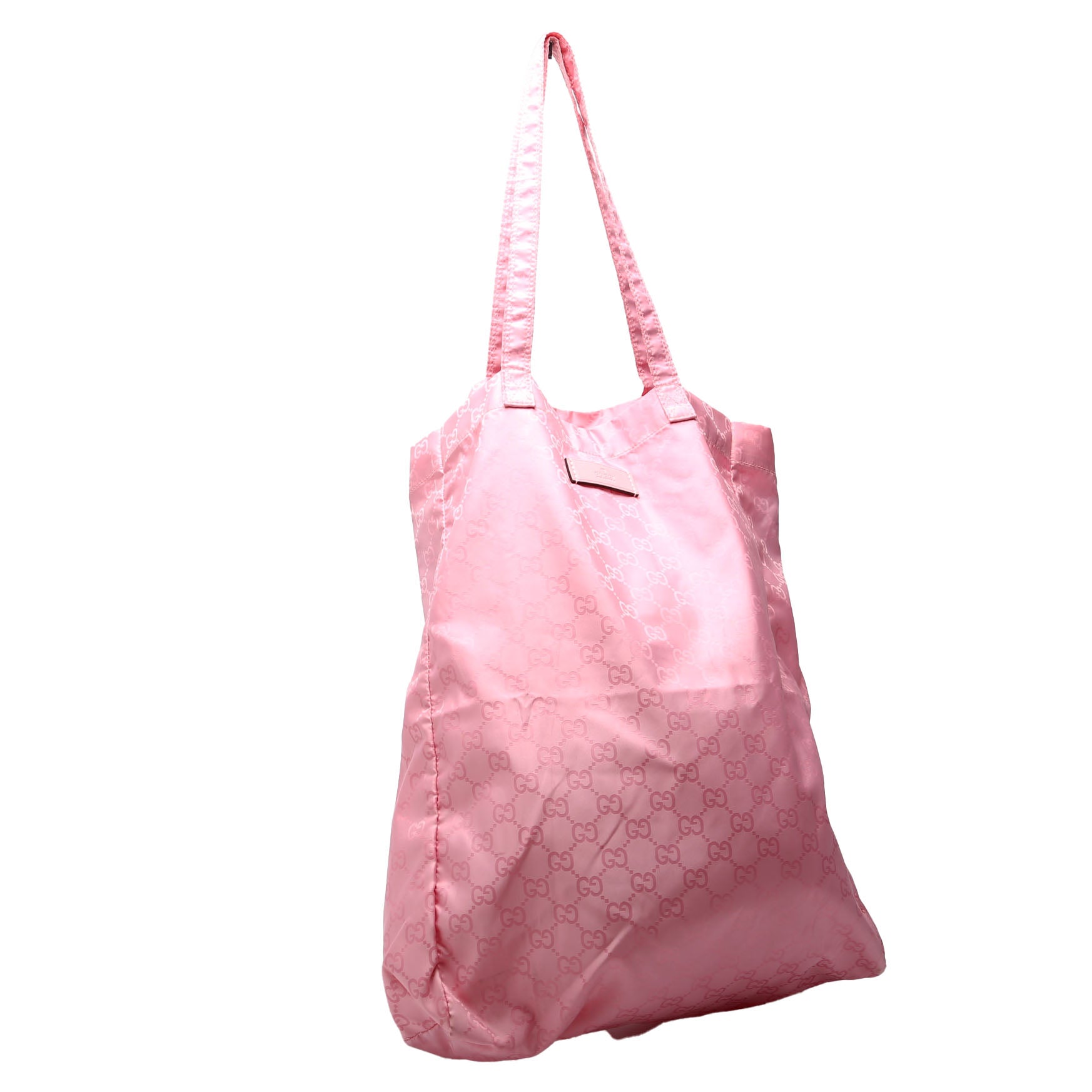 Gucci 281487 Fold Over Shopping Tote Nylon Pink