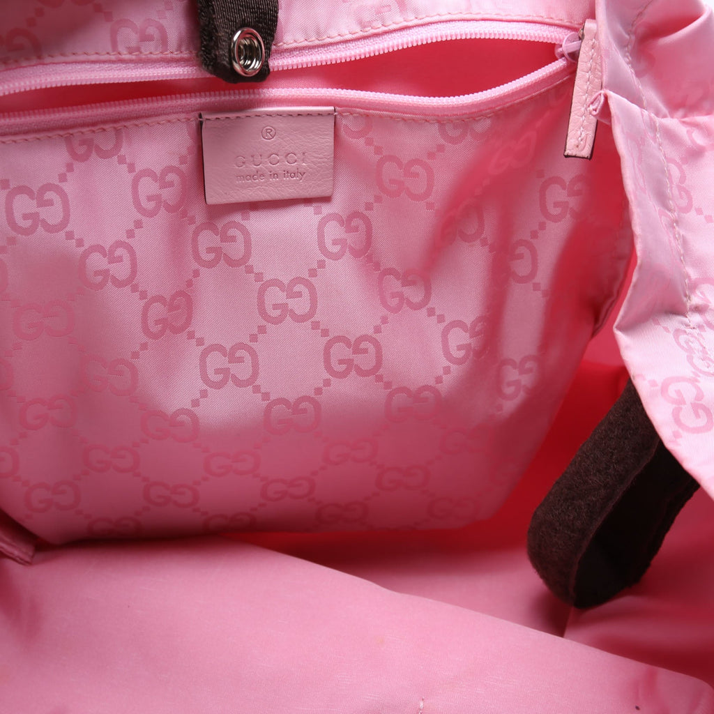 Gucci 281487 Fold Over Shopping Tote Nylon Pink