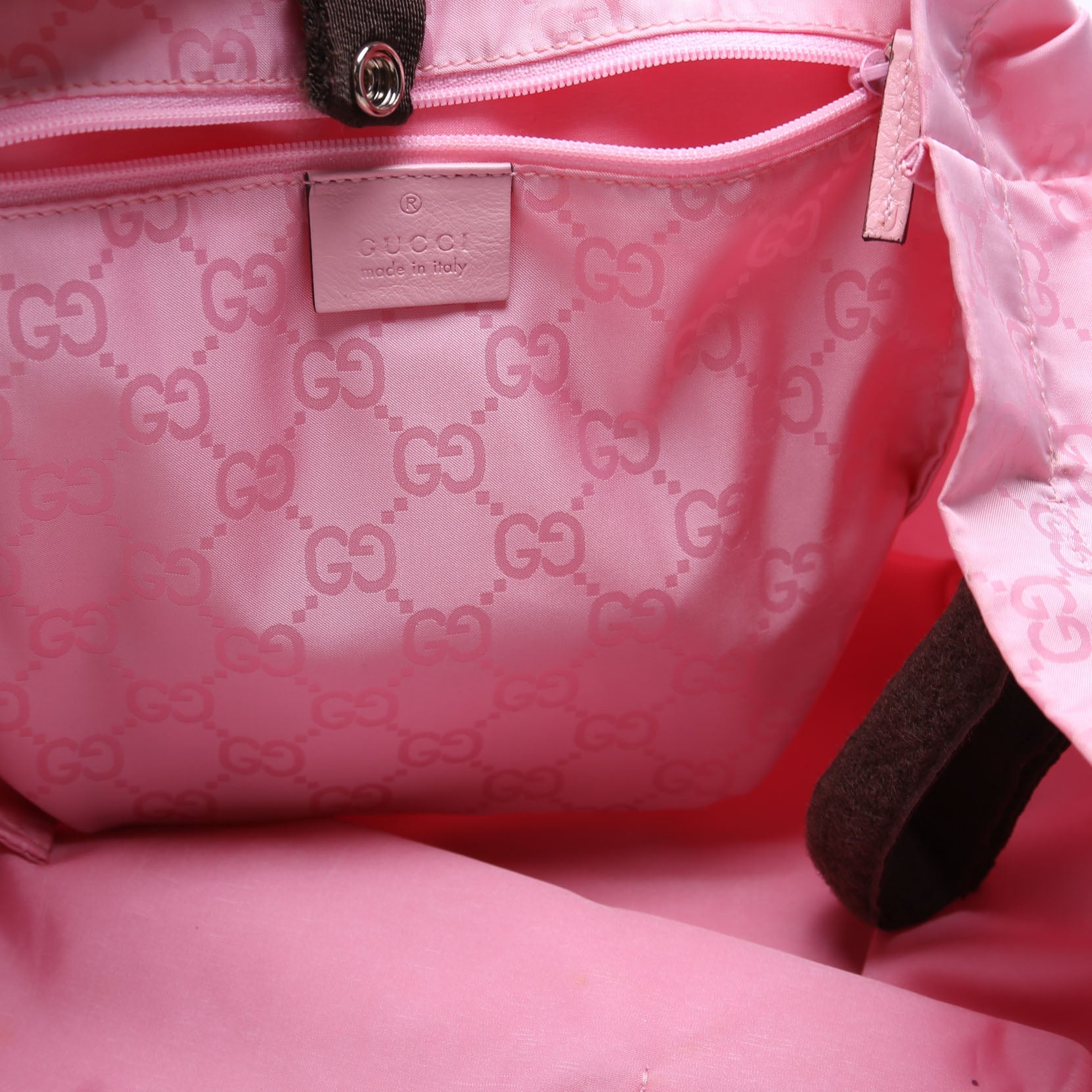 Gucci 281487 Fold Over Shopping Tote Nylon Pink