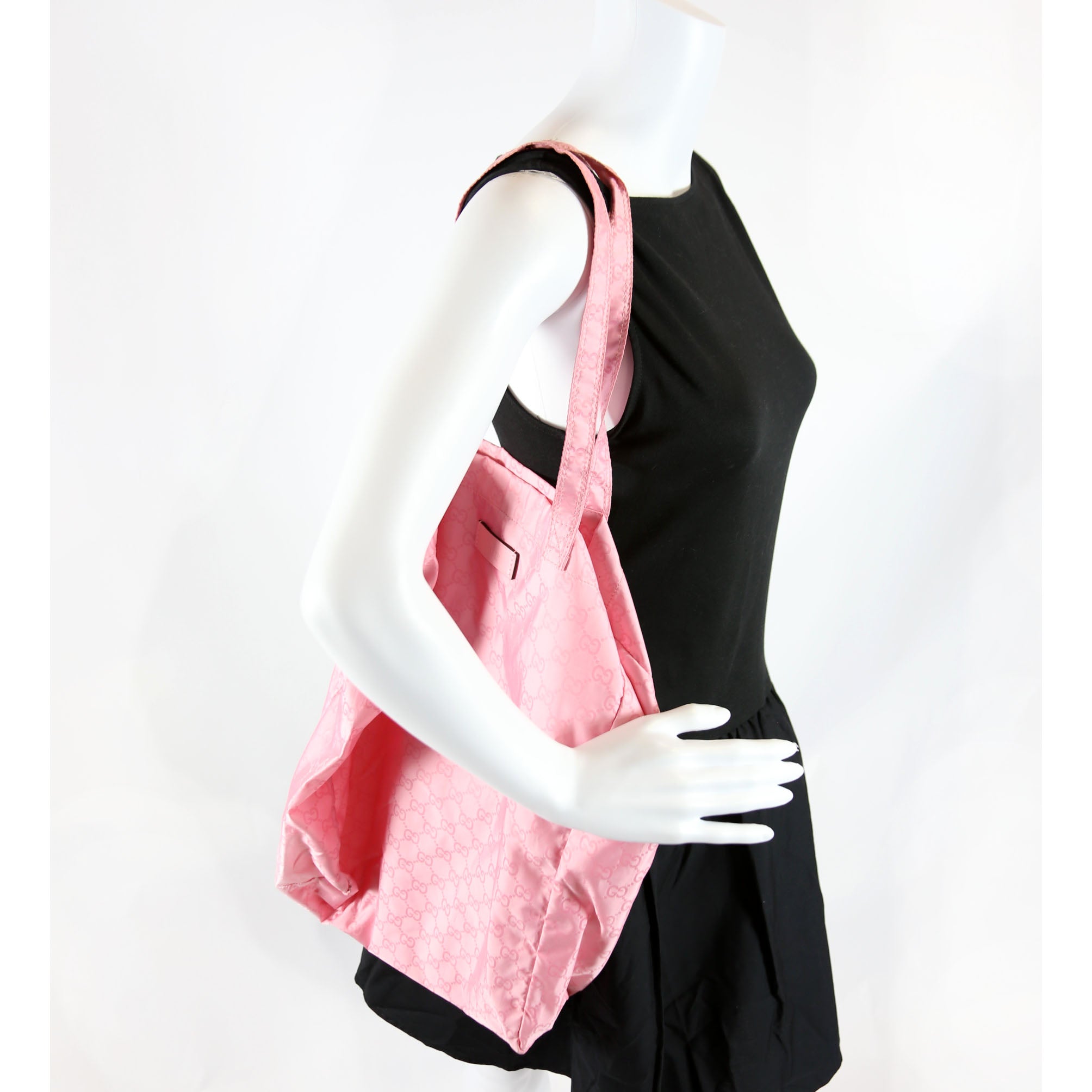 Gucci 281487 Fold Over Shopping Tote Nylon Pink