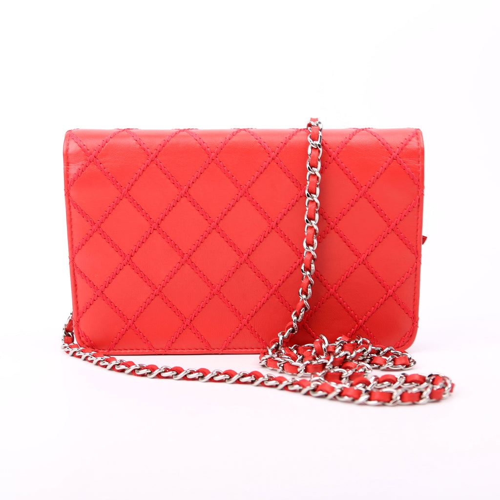 Chanel WOC Diamond Stitch Calfskin Red
