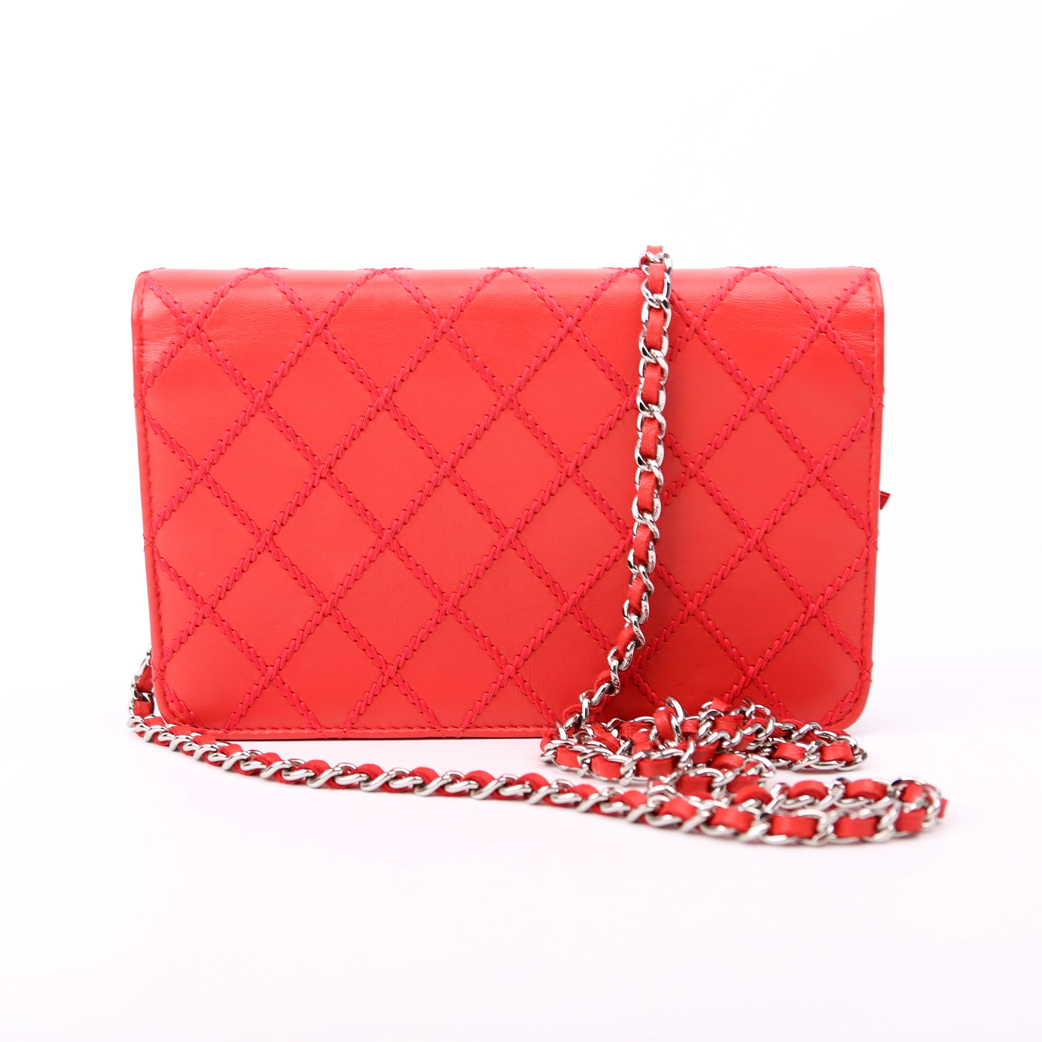 Chanel WOC Diamond Stitch Calfskin Red
