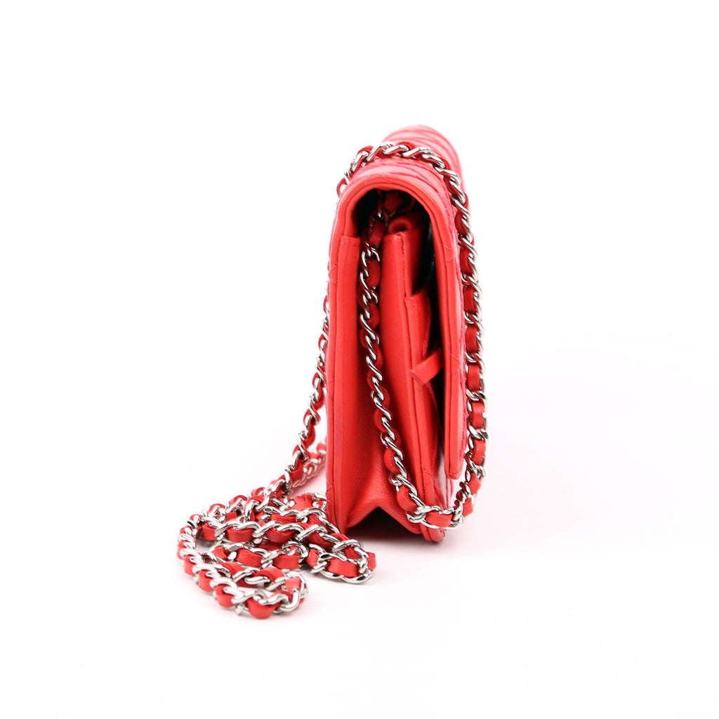 Chanel WOC Diamond Stitch Calfskin Red