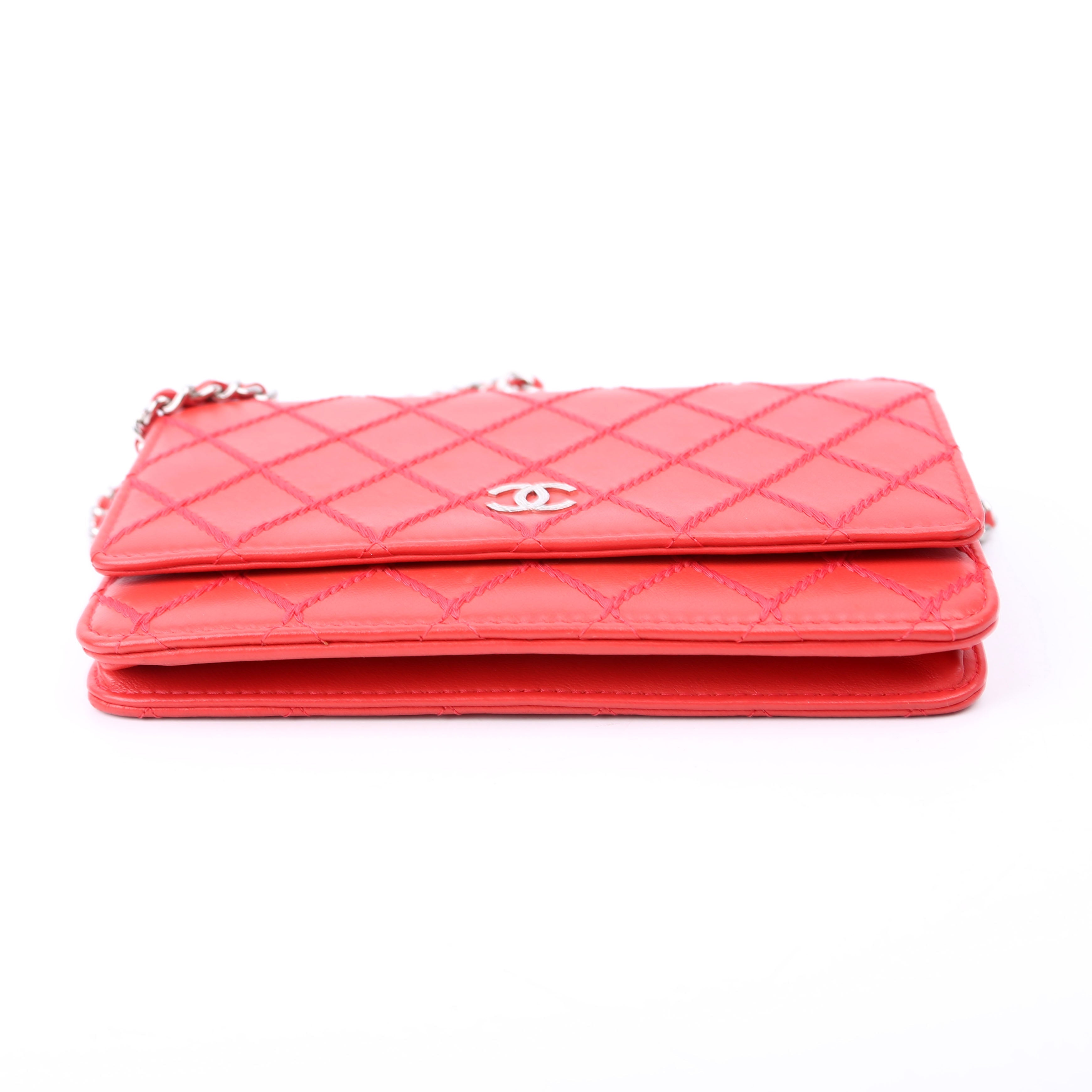 Chanel WOC Diamond Stitch Calfskin Red