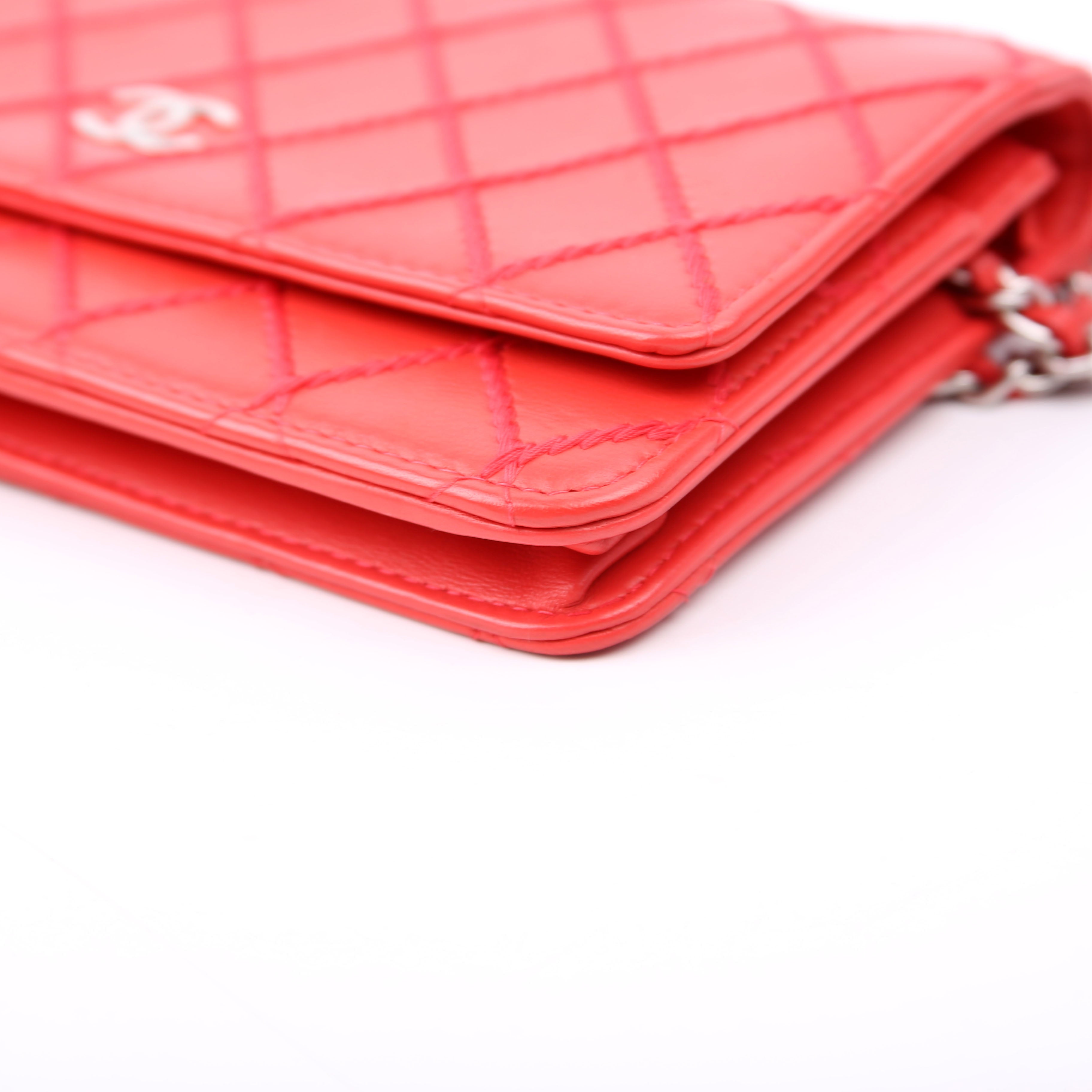 Chanel WOC Diamond Stitch Calfskin Red
