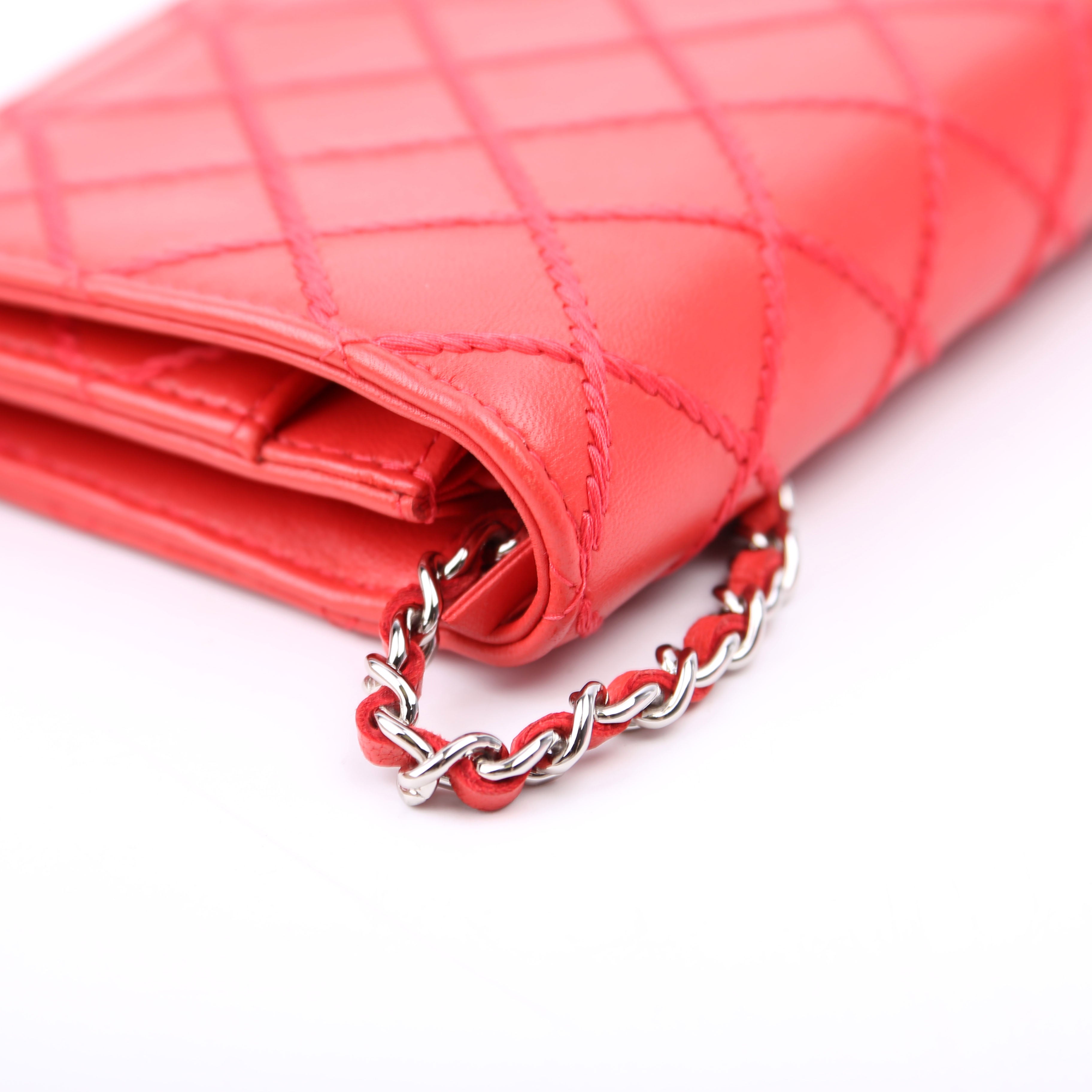 Chanel WOC Diamond Stitch Calfskin Red