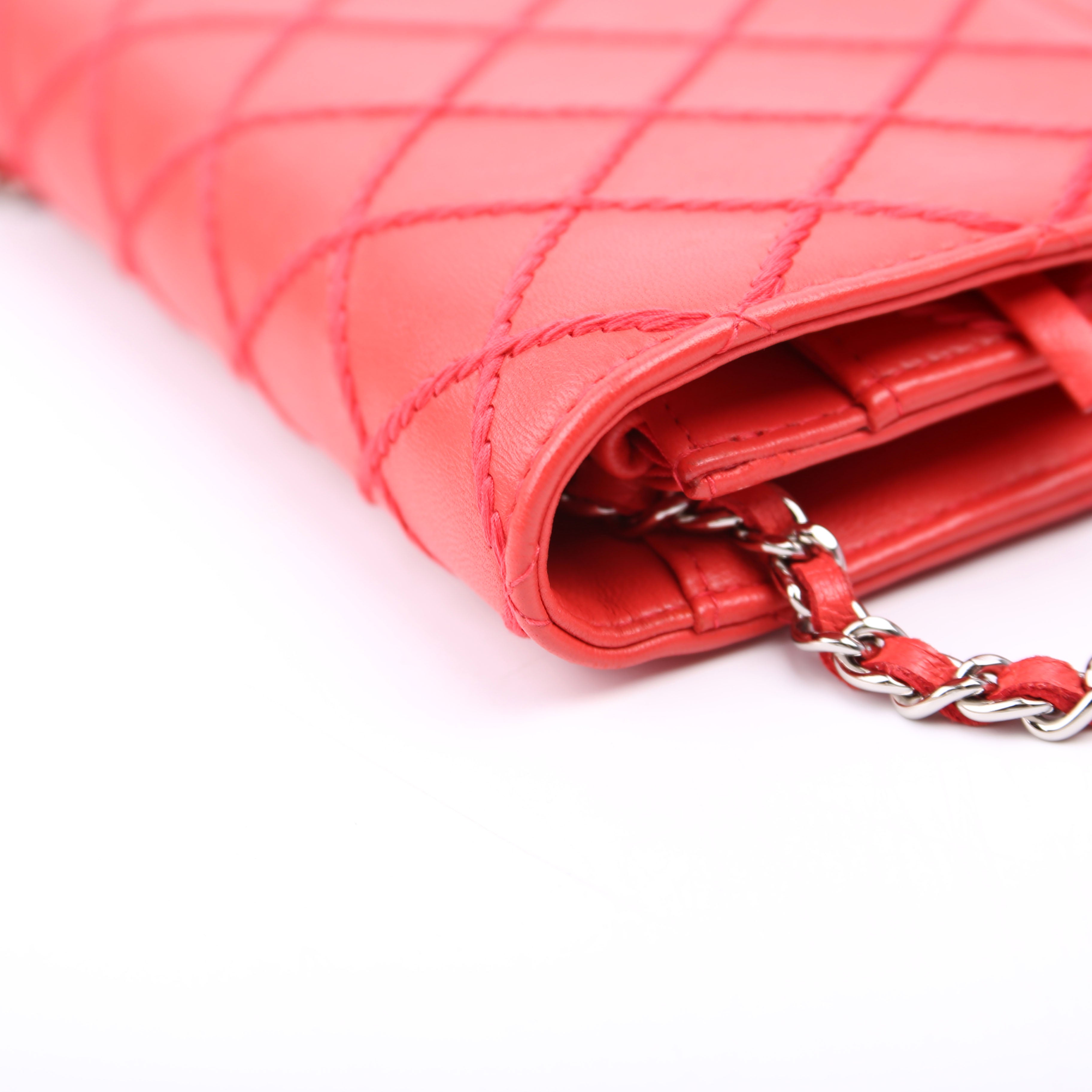 Chanel WOC Diamond Stitch Calfskin Red