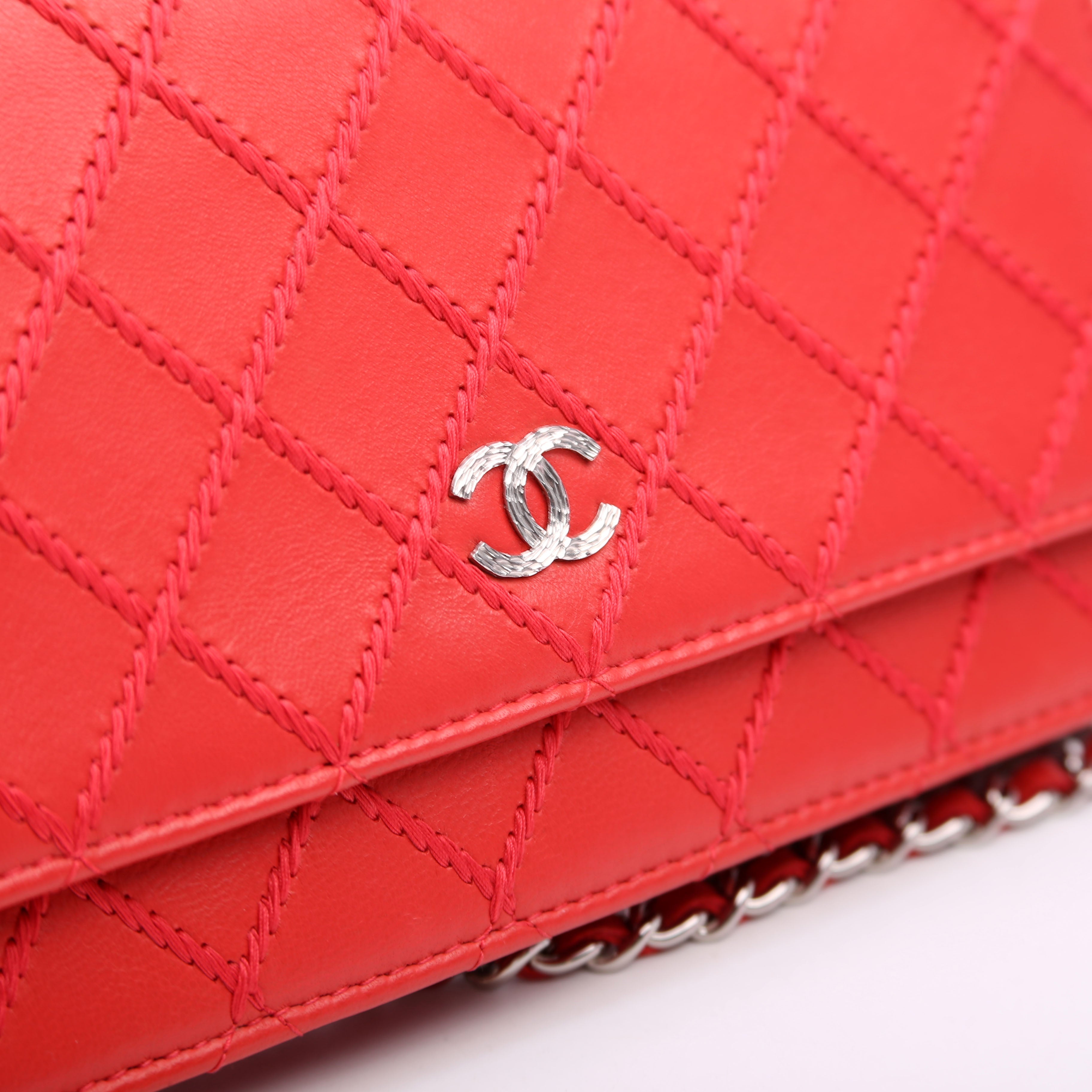 Chanel WOC Diamond Stitch Calfskin Red