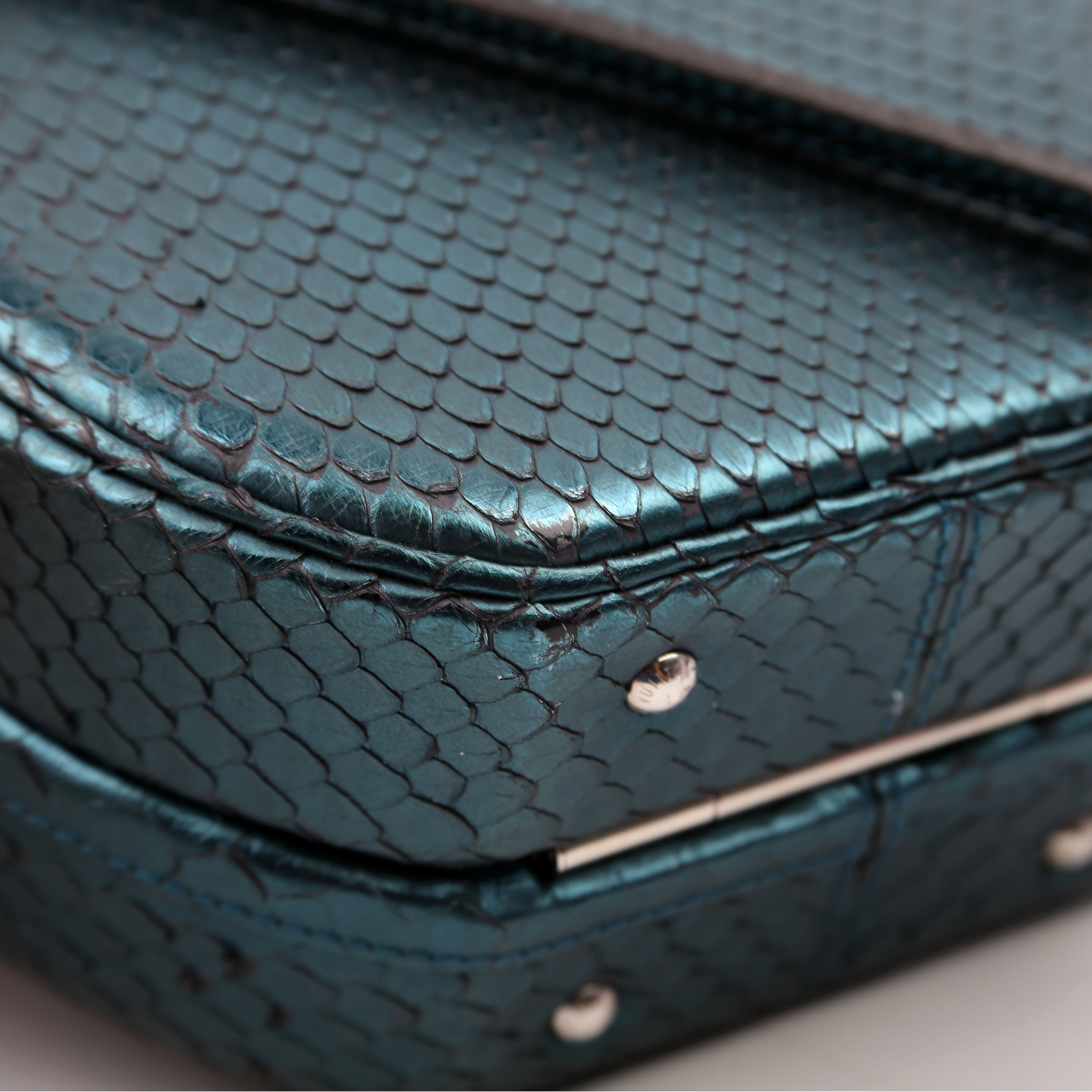 Louis Vuitton Petite Boite Chapeau Snakeskin Teal