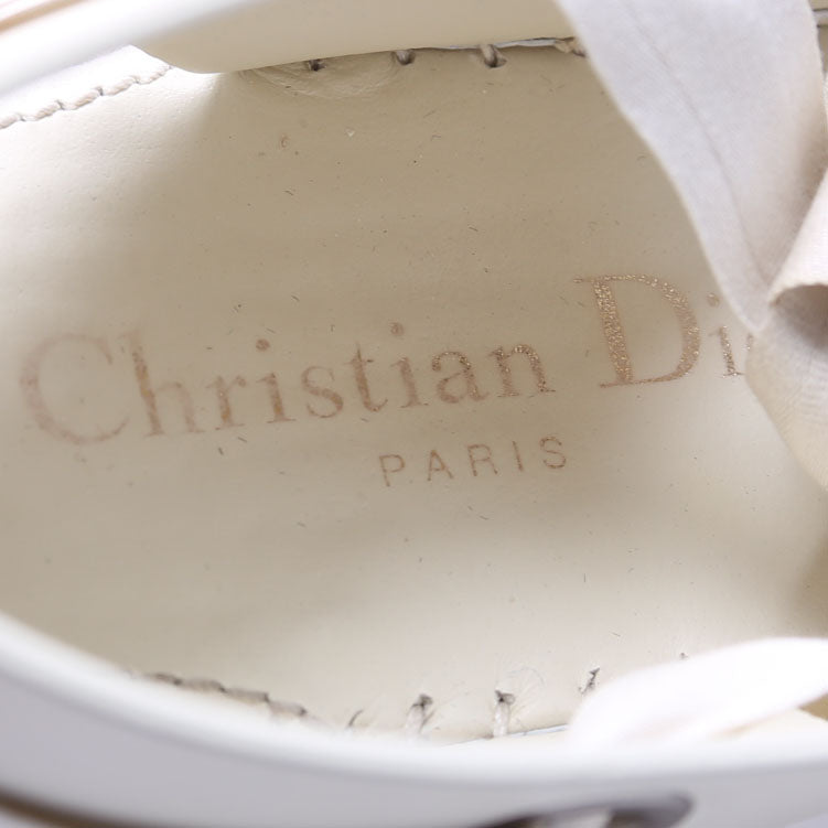 Christian Dior Nicely-D Ankle Tie Espadrille Flats Size 37.5 Cream