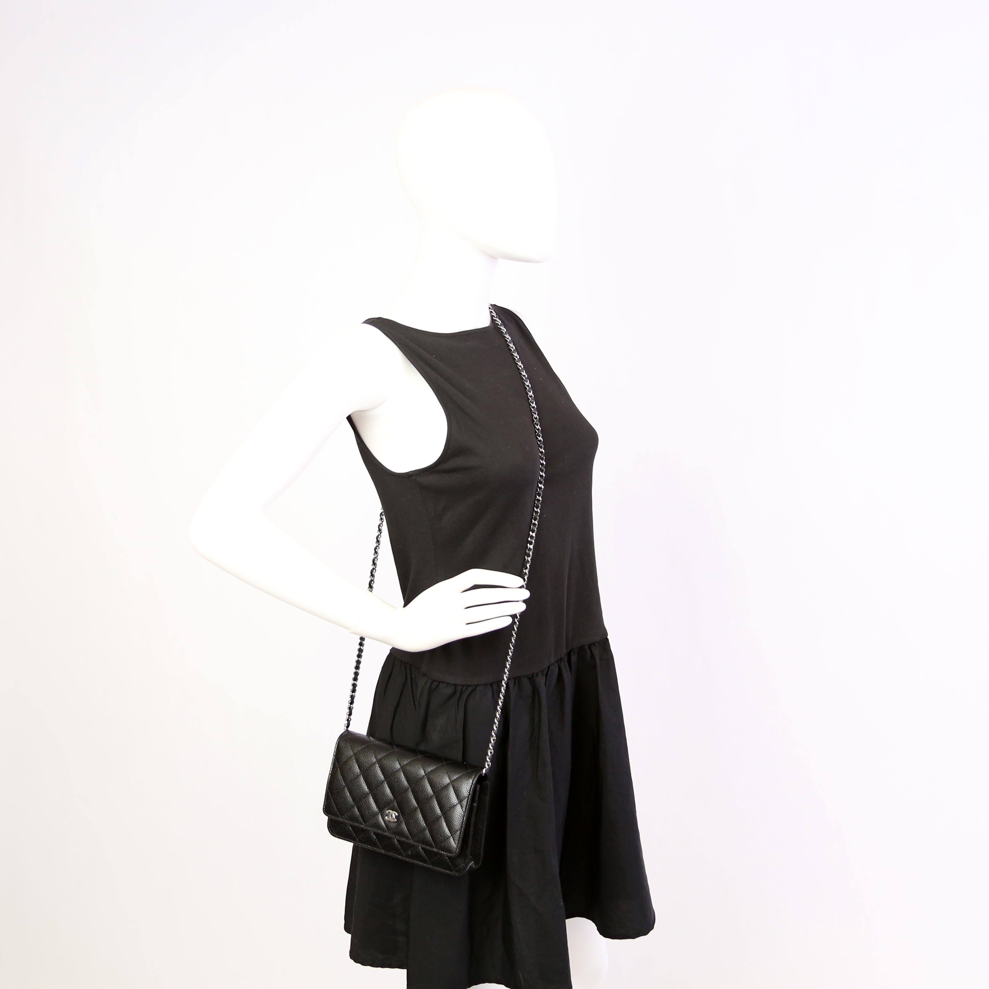 Chanel WOC Classic Quilted Caviar RFID Black