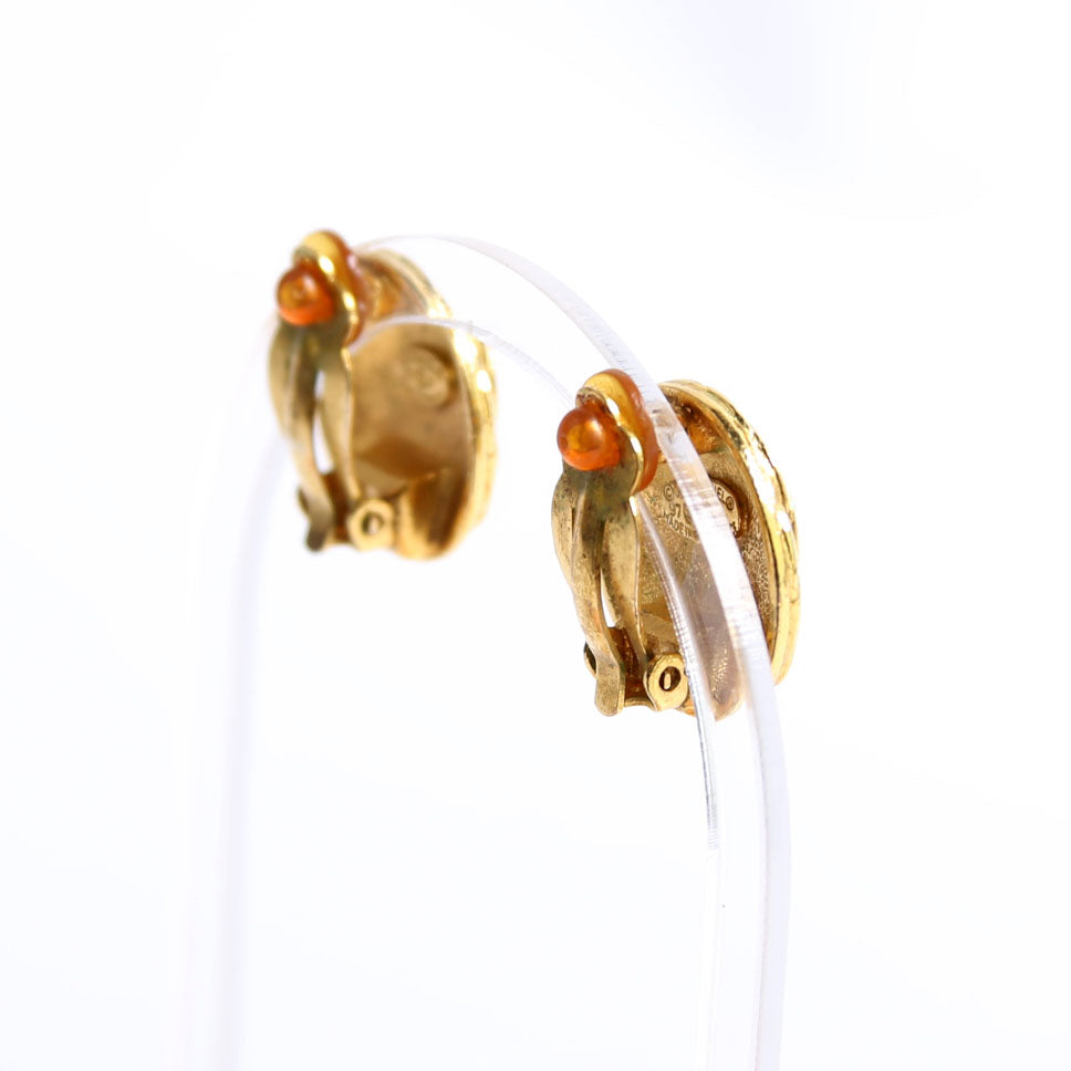 Chanel CC Quilted Clip-On Vintage Earrings Gold