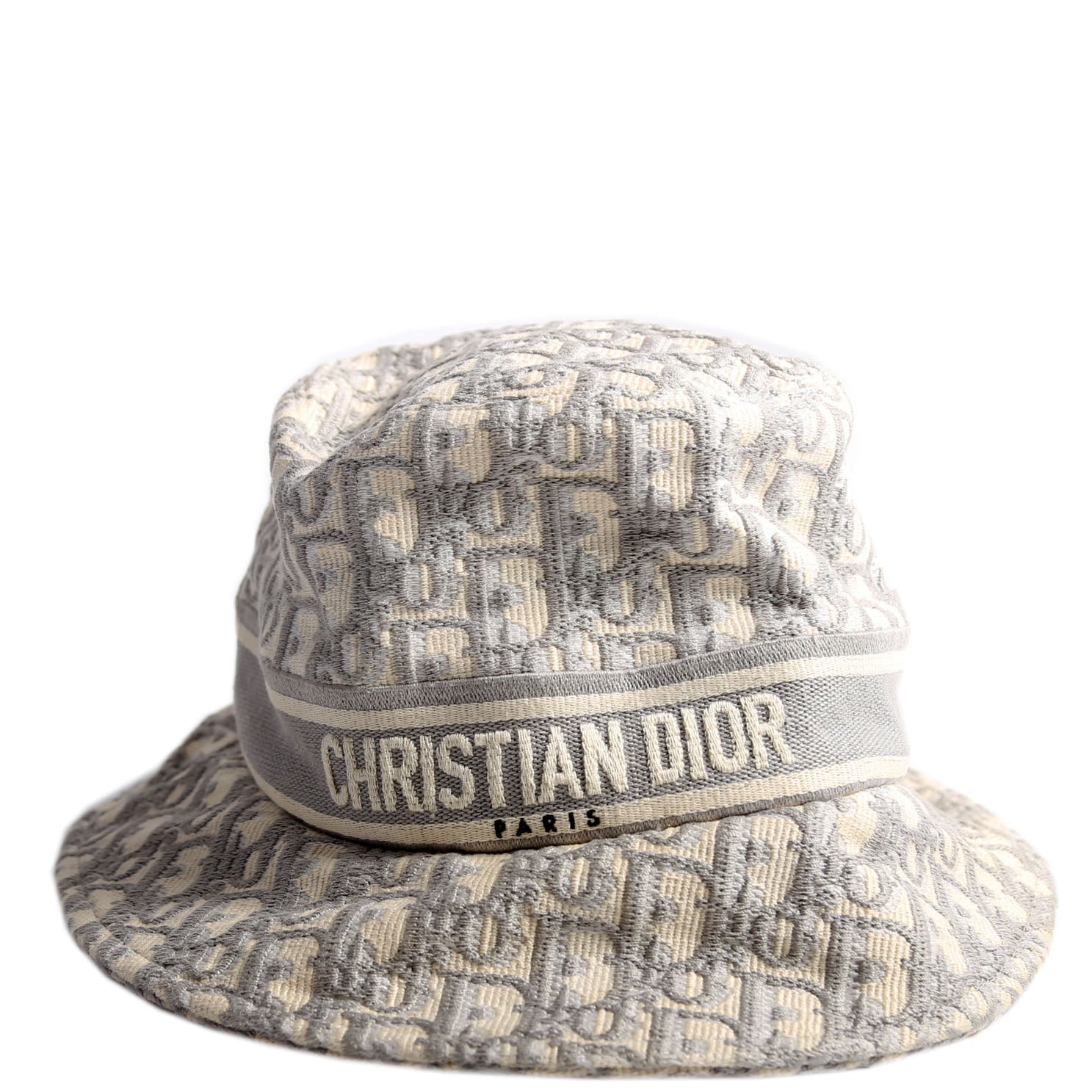 Christian Dior Oblique Bucket Hat Size 56 Grey/Beige