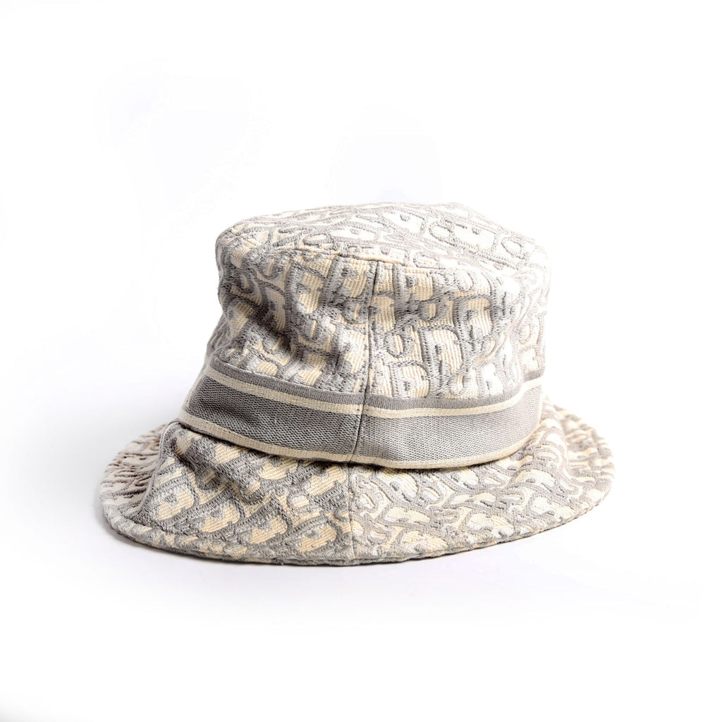 Christian Dior Oblique Bucket Hat Size 56 Grey/Beige