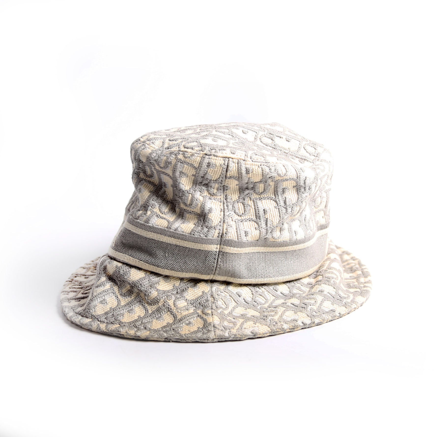 Christian Dior Oblique Bucket Hat Size 56 Grey/Beige