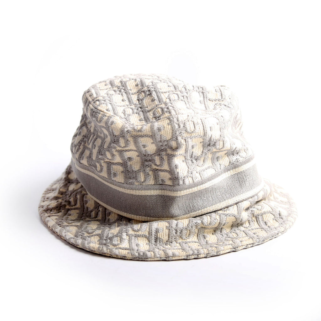 Christian Dior Oblique Bucket Hat Size 56 Grey/Beige