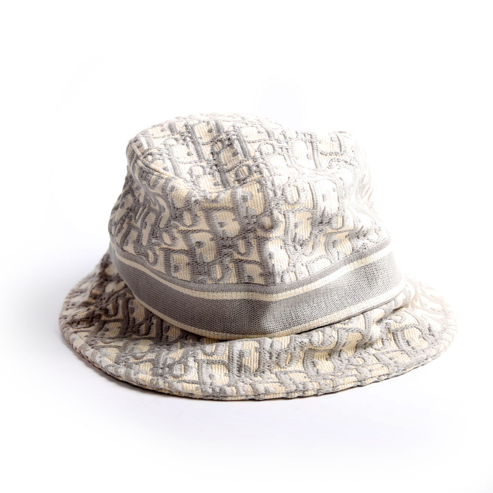 Christian Dior Oblique Bucket Hat Size 56 Grey/Beige