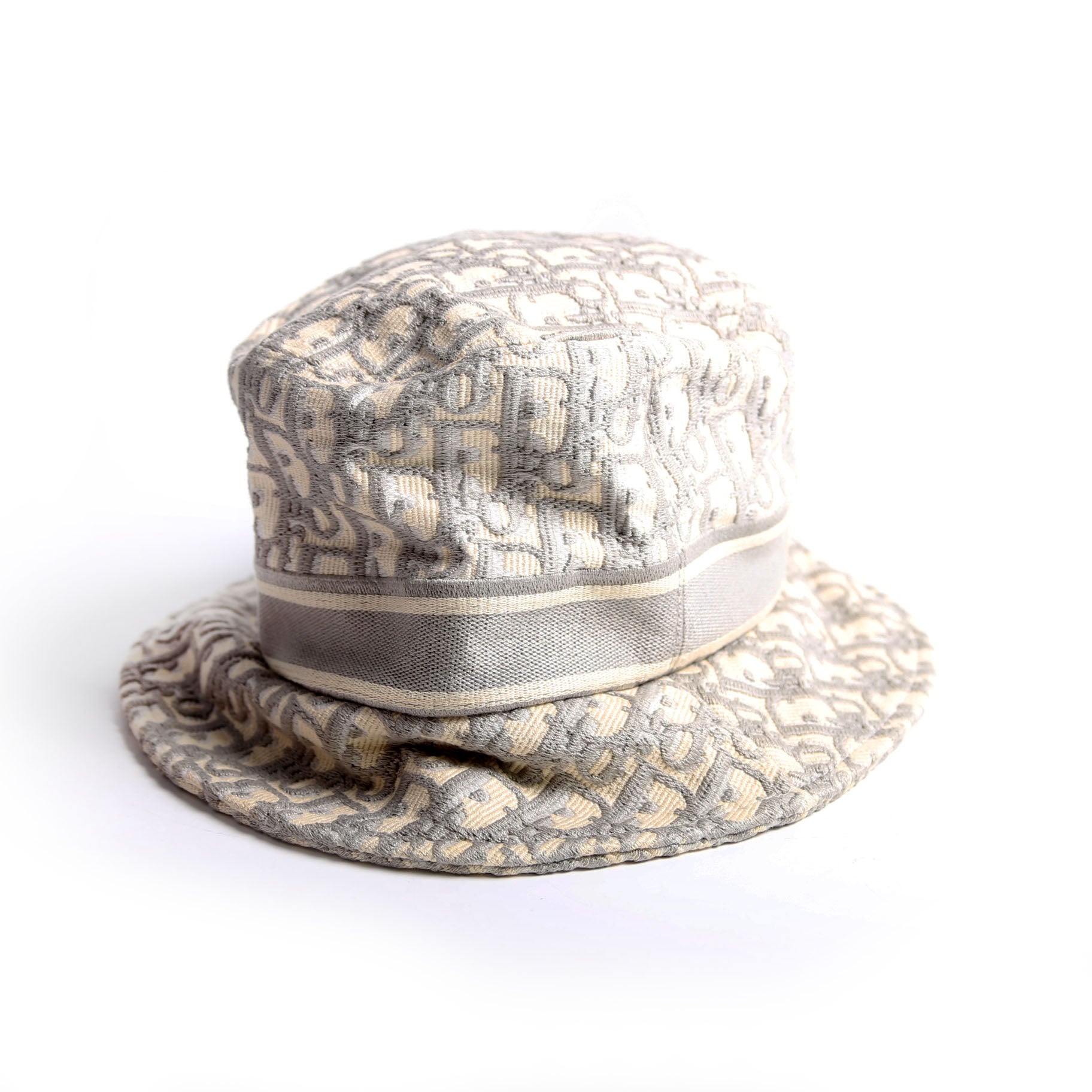 Christian Dior Oblique Bucket Hat Size 56 Grey/Beige