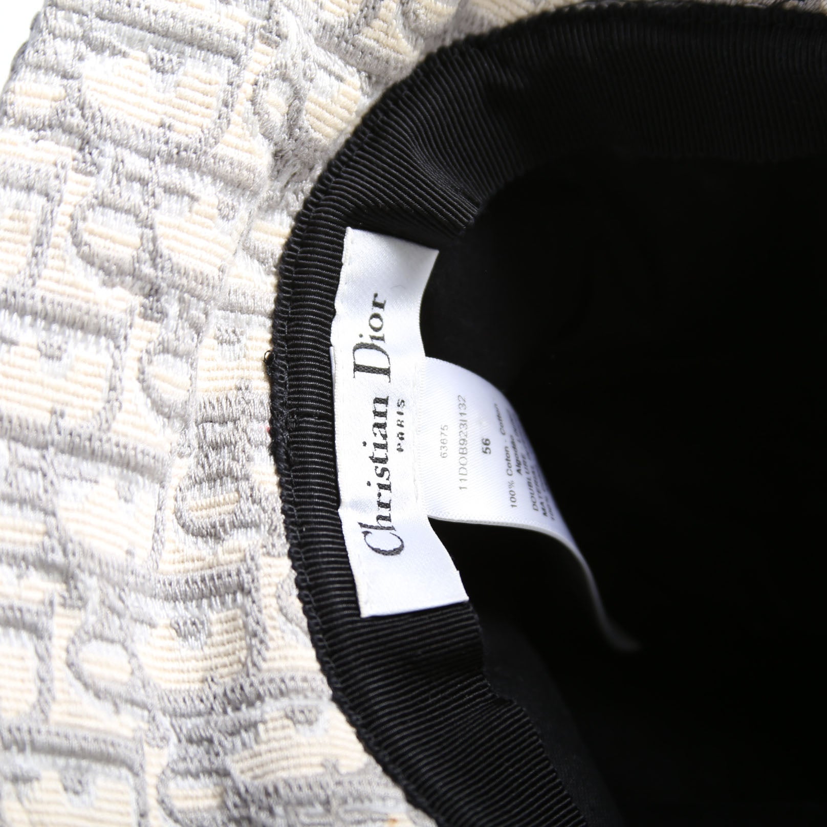 Christian Dior Oblique Bucket Hat Size 56 Grey/Beige