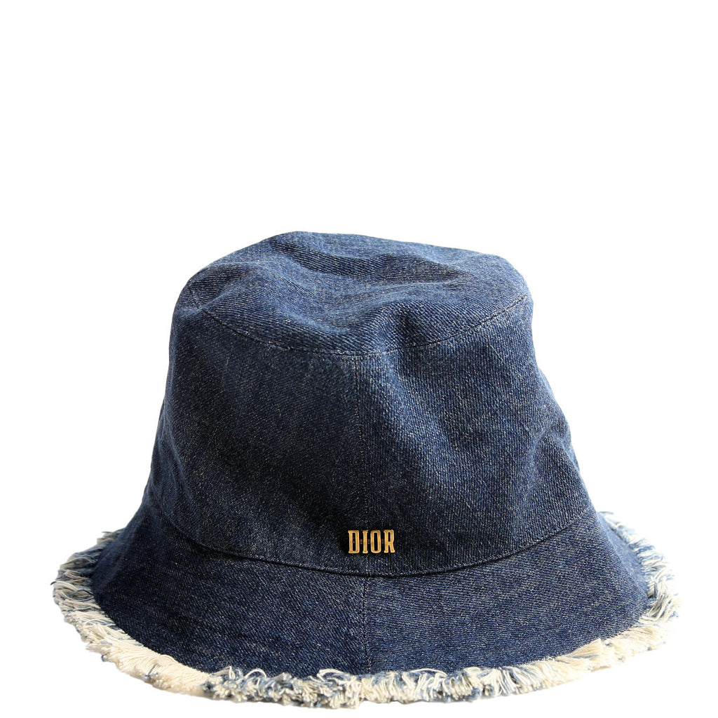 Christian Dior Logo Denim Bucket Hat Size 57 Blue