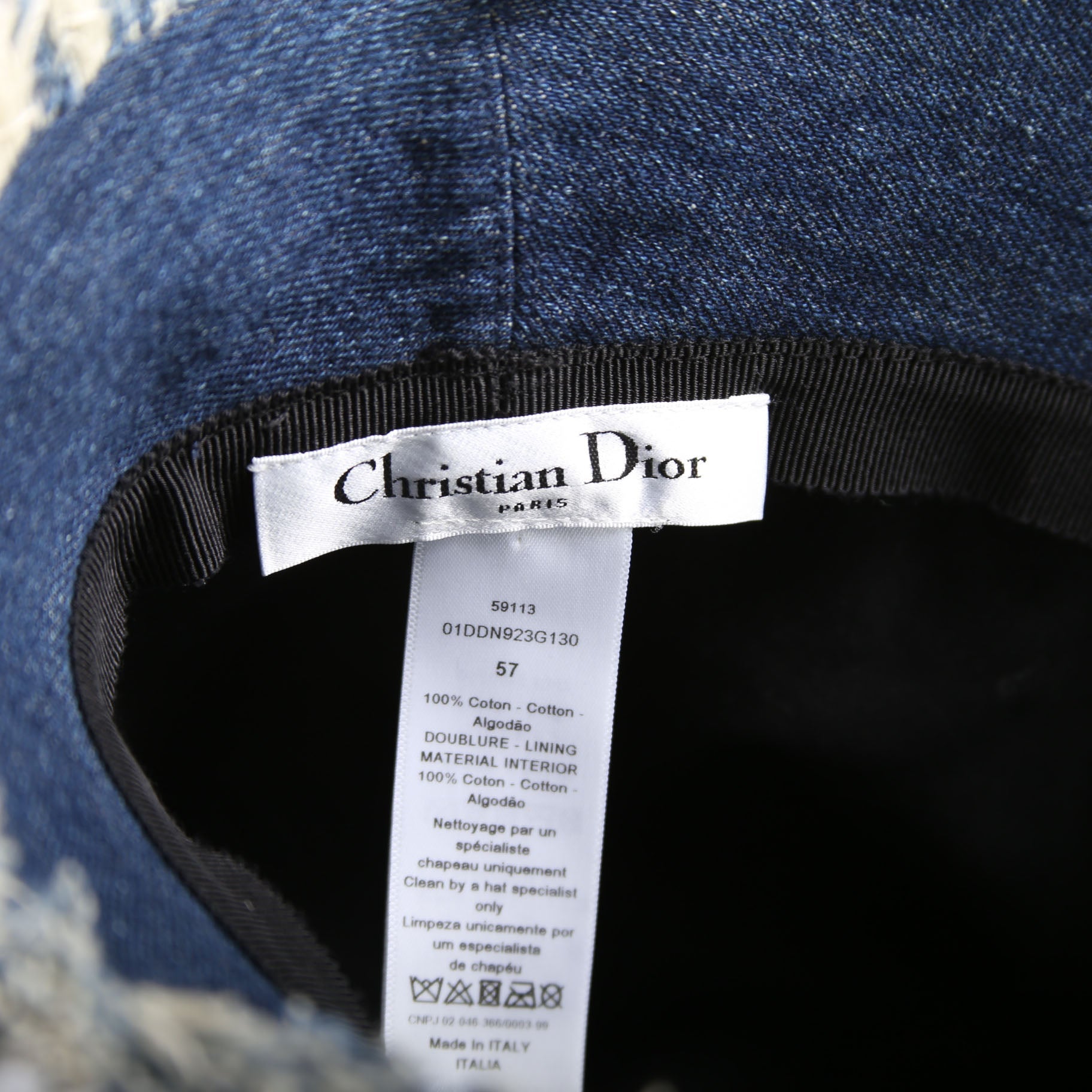 Christian Dior Logo Denim Bucket Hat Size 57 Blue