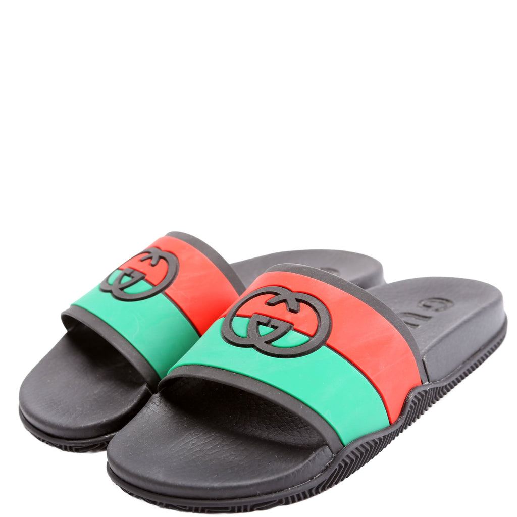 Gucci Interlocking G Web Stripe Slides Size 36 Black
